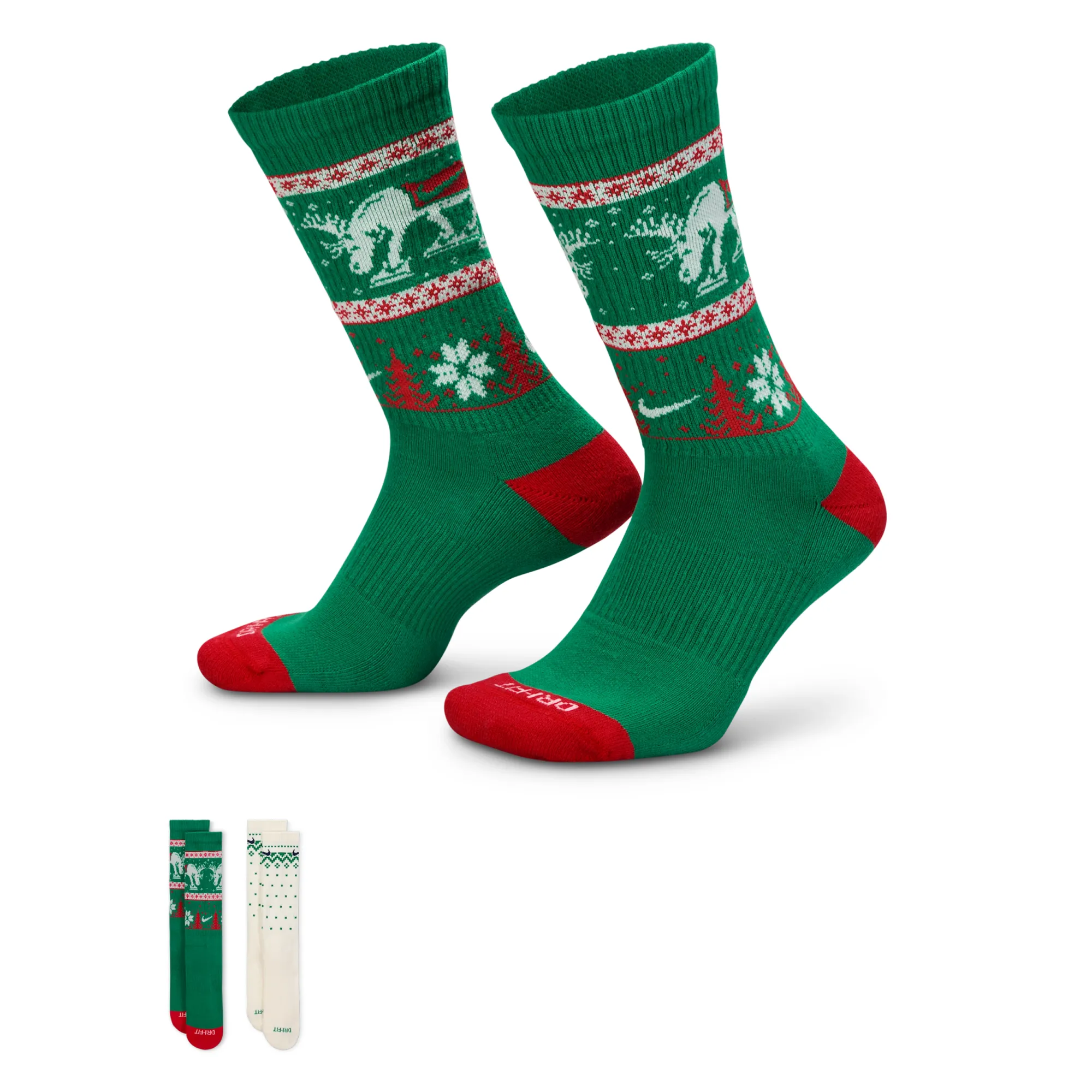 Nike Everyday Plus Cushioned Winter Wonderland Crew Socks (2 Pairs) - Cotton