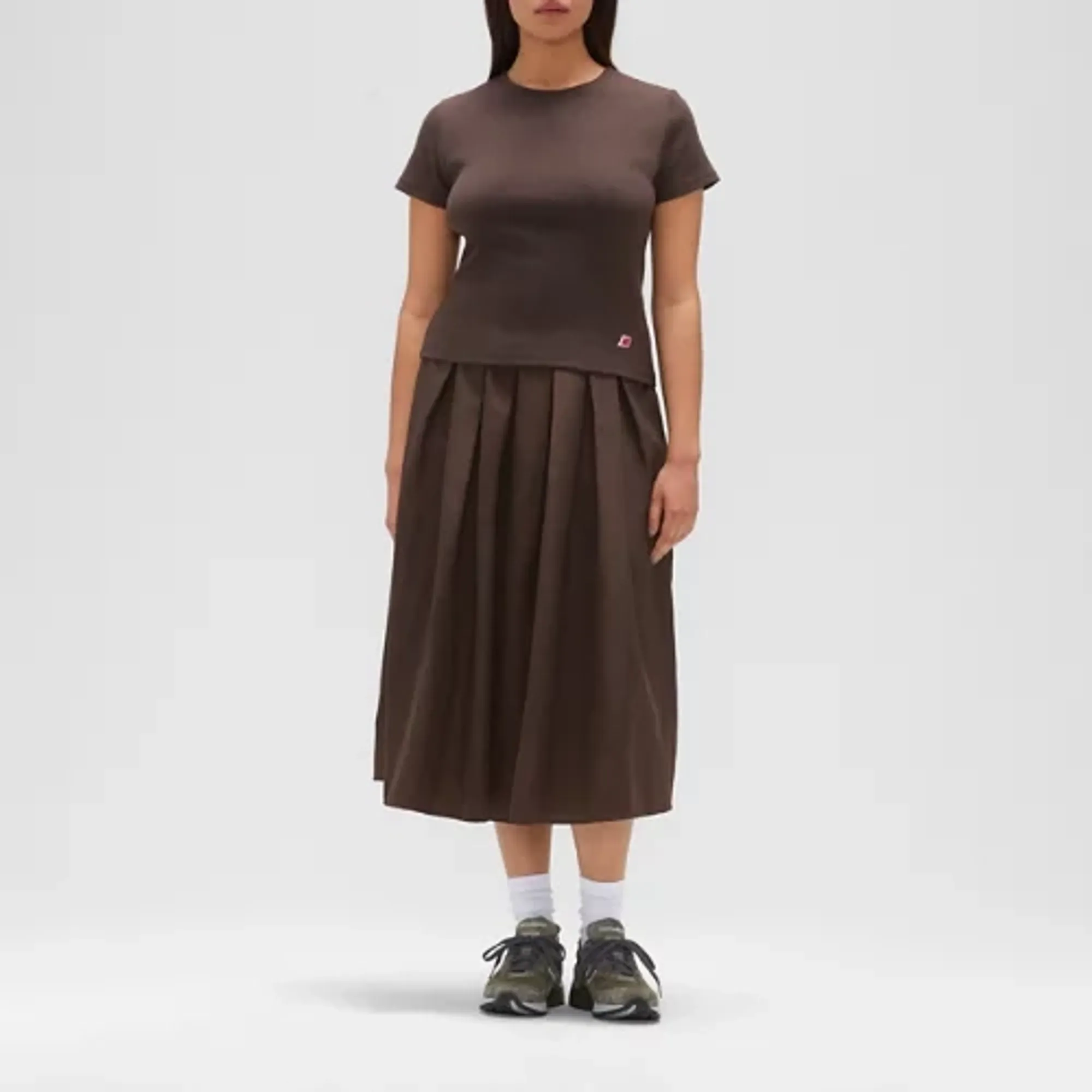 New Balance Women's Made in USA Cropped Top in Brown Poly Knit