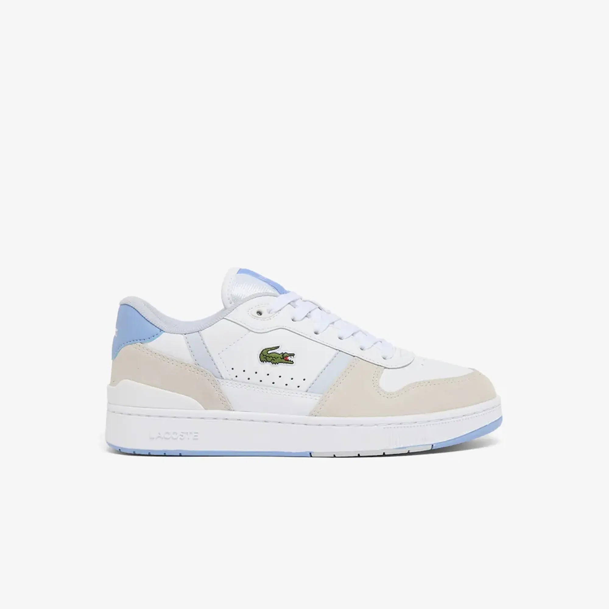Lacoste Women's T-Clip Set Leather Sneakers - White & Light Blue