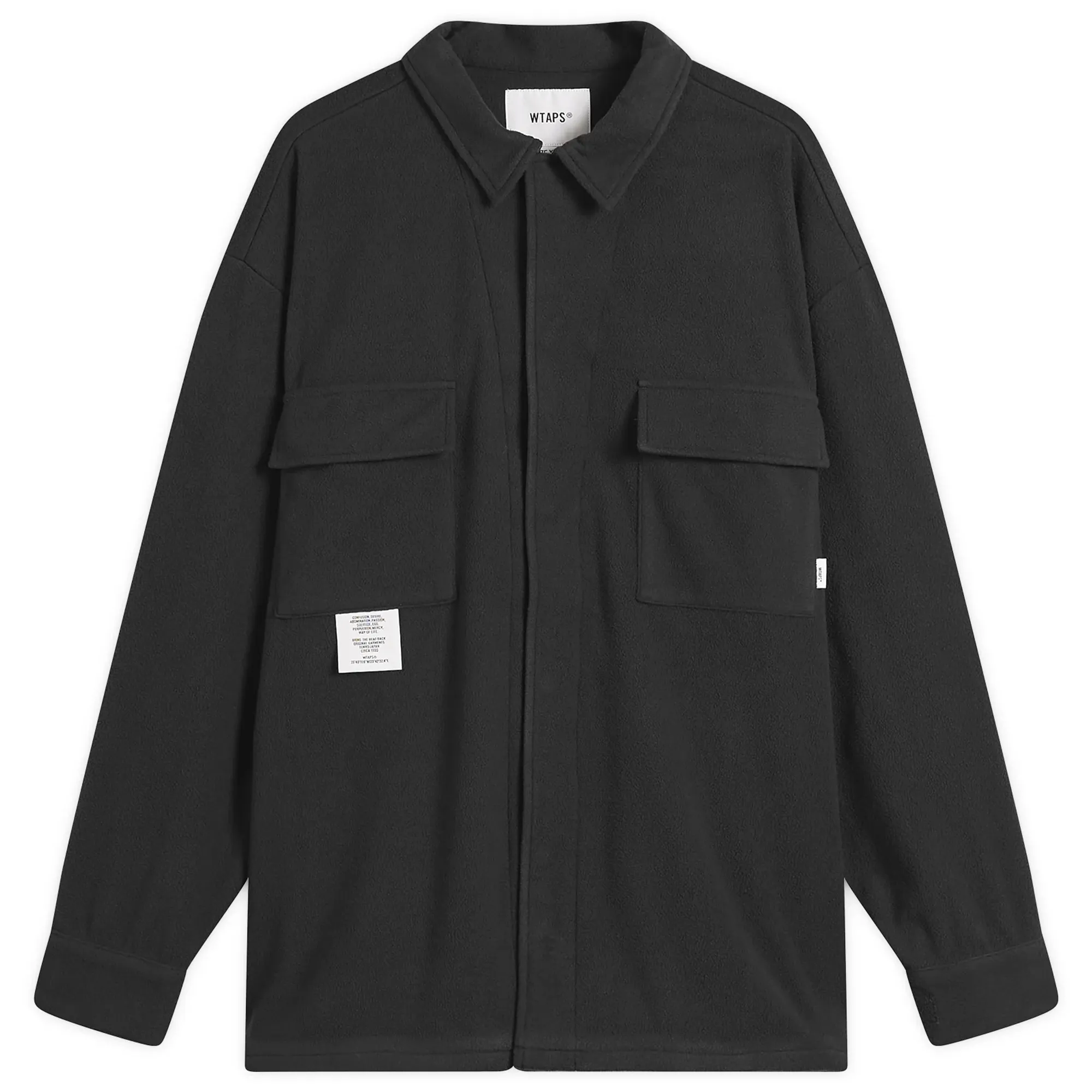 WTAPS Men's Poly Fleece Back Motif Overshirt Black