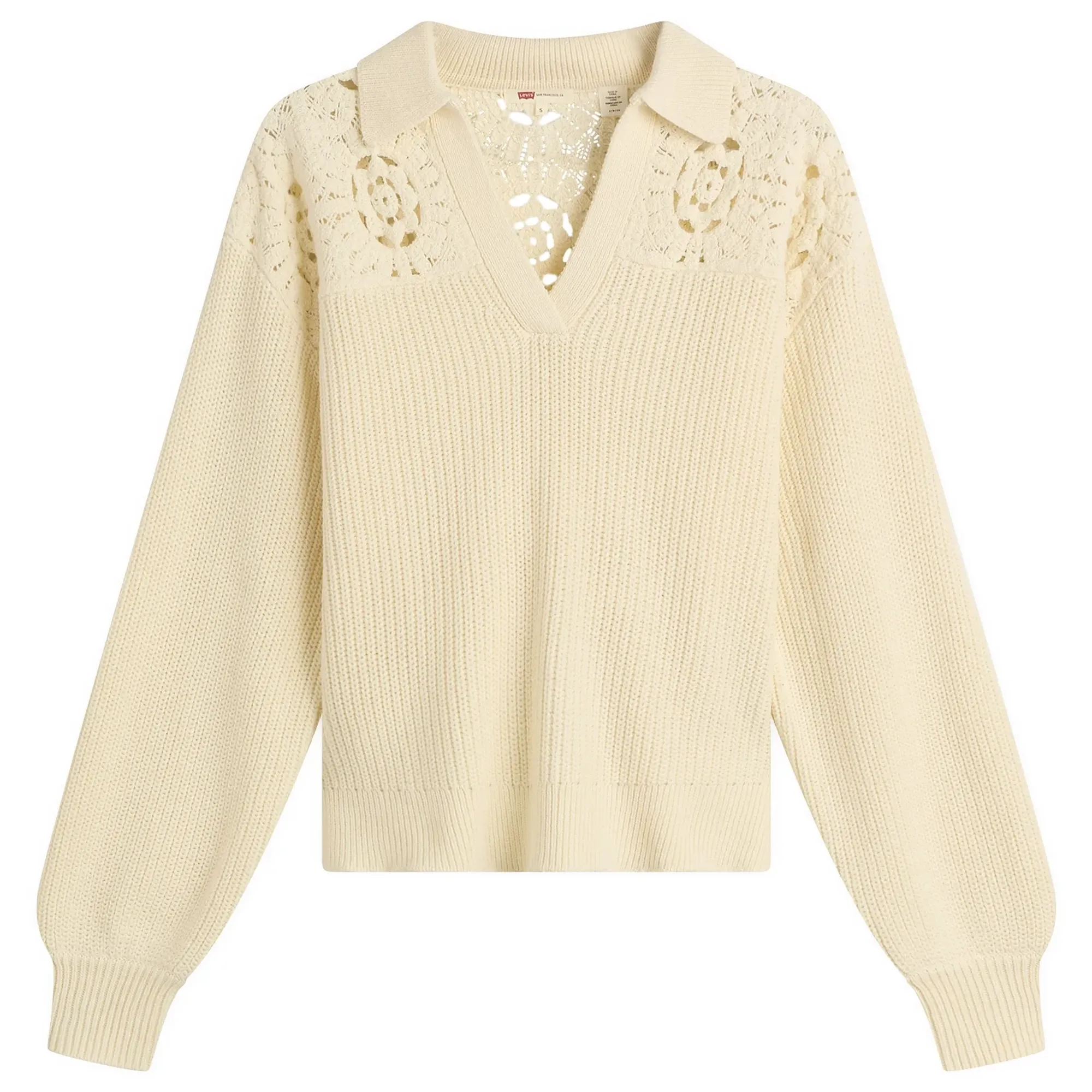 Levi's Women's Bianca Crochet Polo Sweater Tofu Cotton Blend