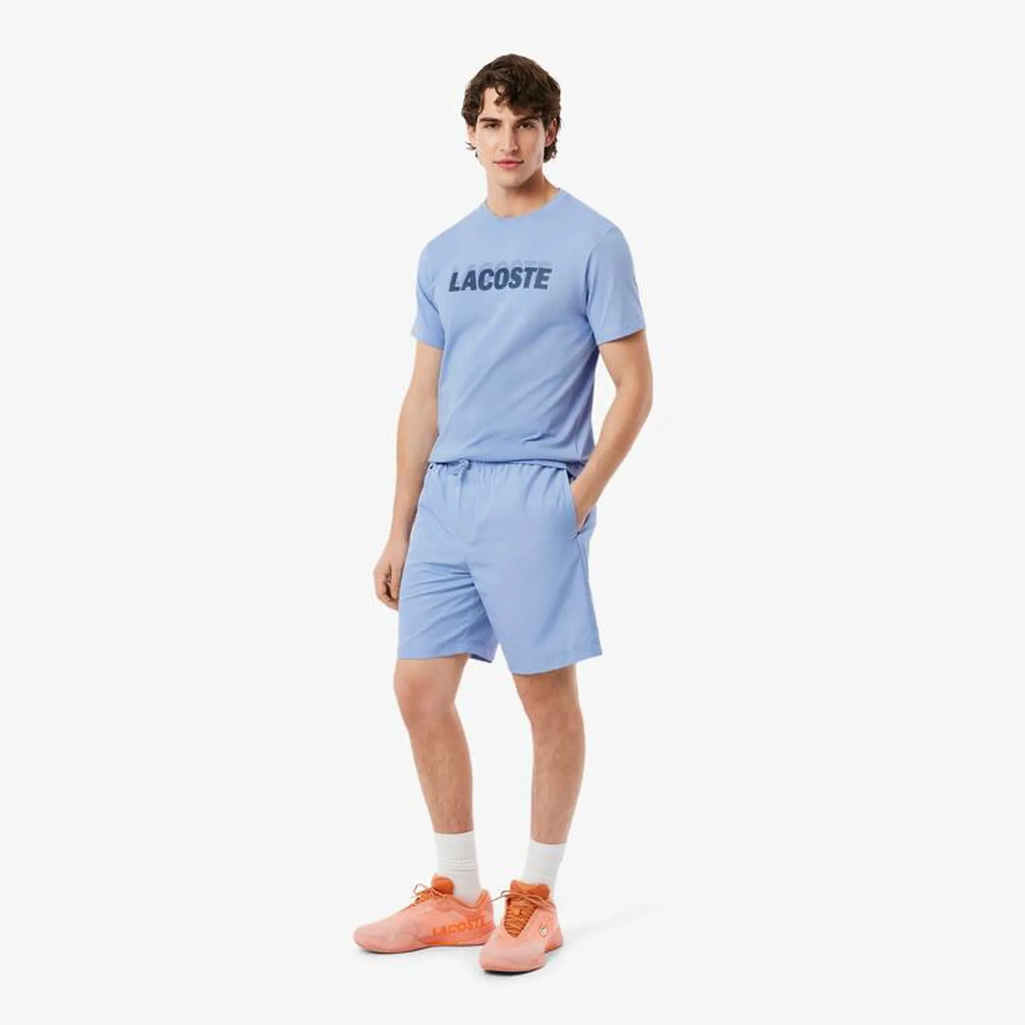 Lacoste Lightweight Diamond Taffeta Sport Shorts - Light Blue