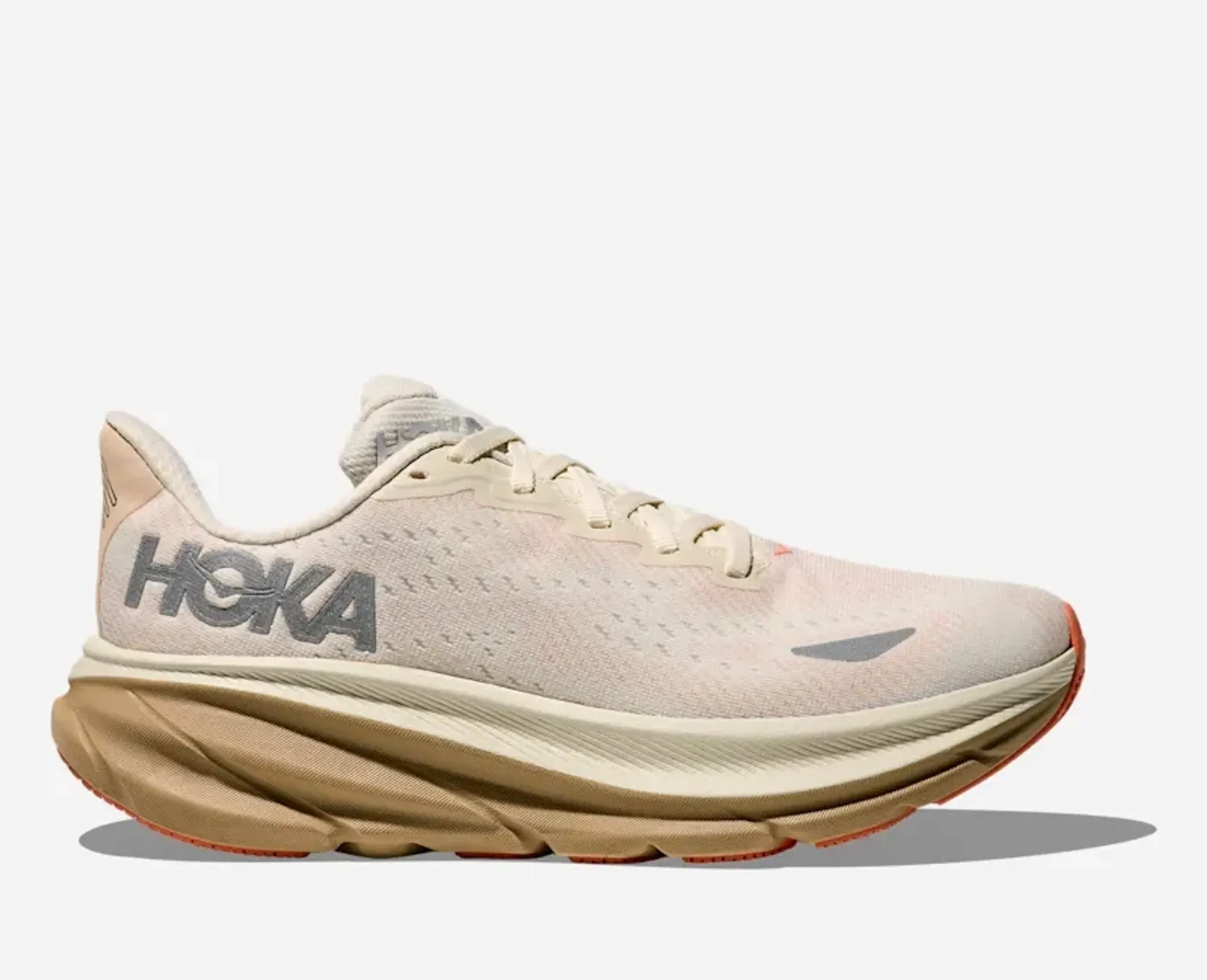 Hoka Women's Clifton 9 Gore-Tex Road Running Shoes In Eggshell/Khaki