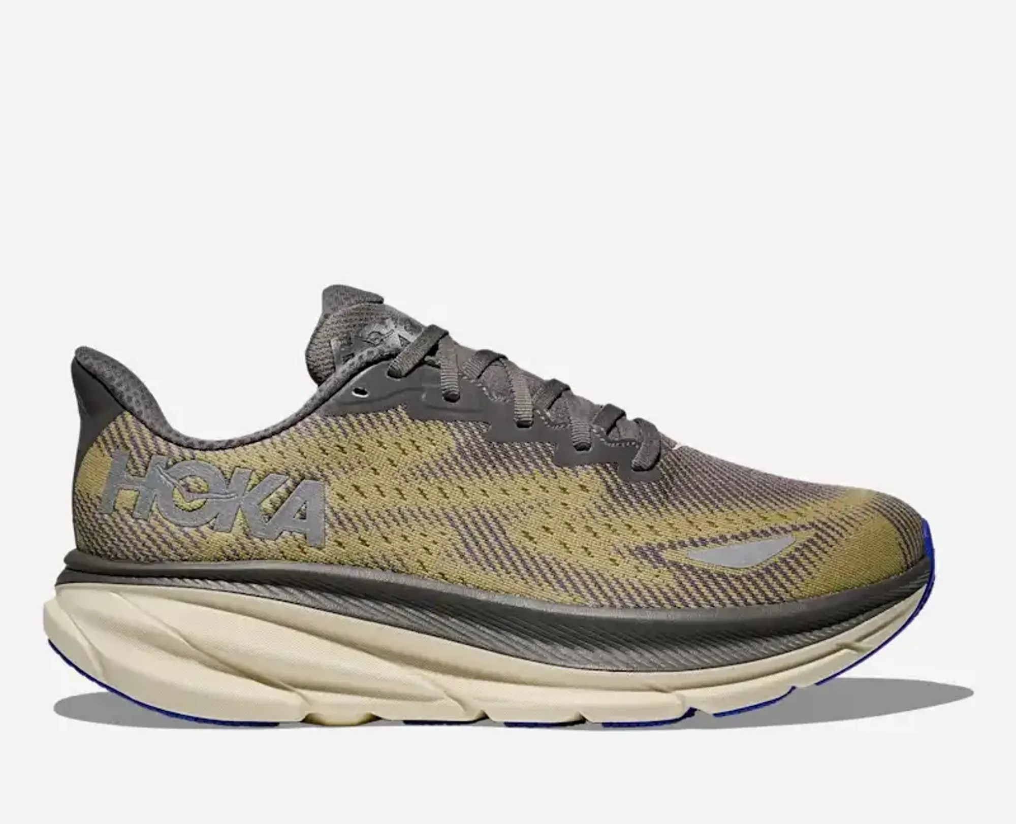 Hoka Men's Clifton 9 Gore-Tex Road Running Shoes In Gravel/Eggshell