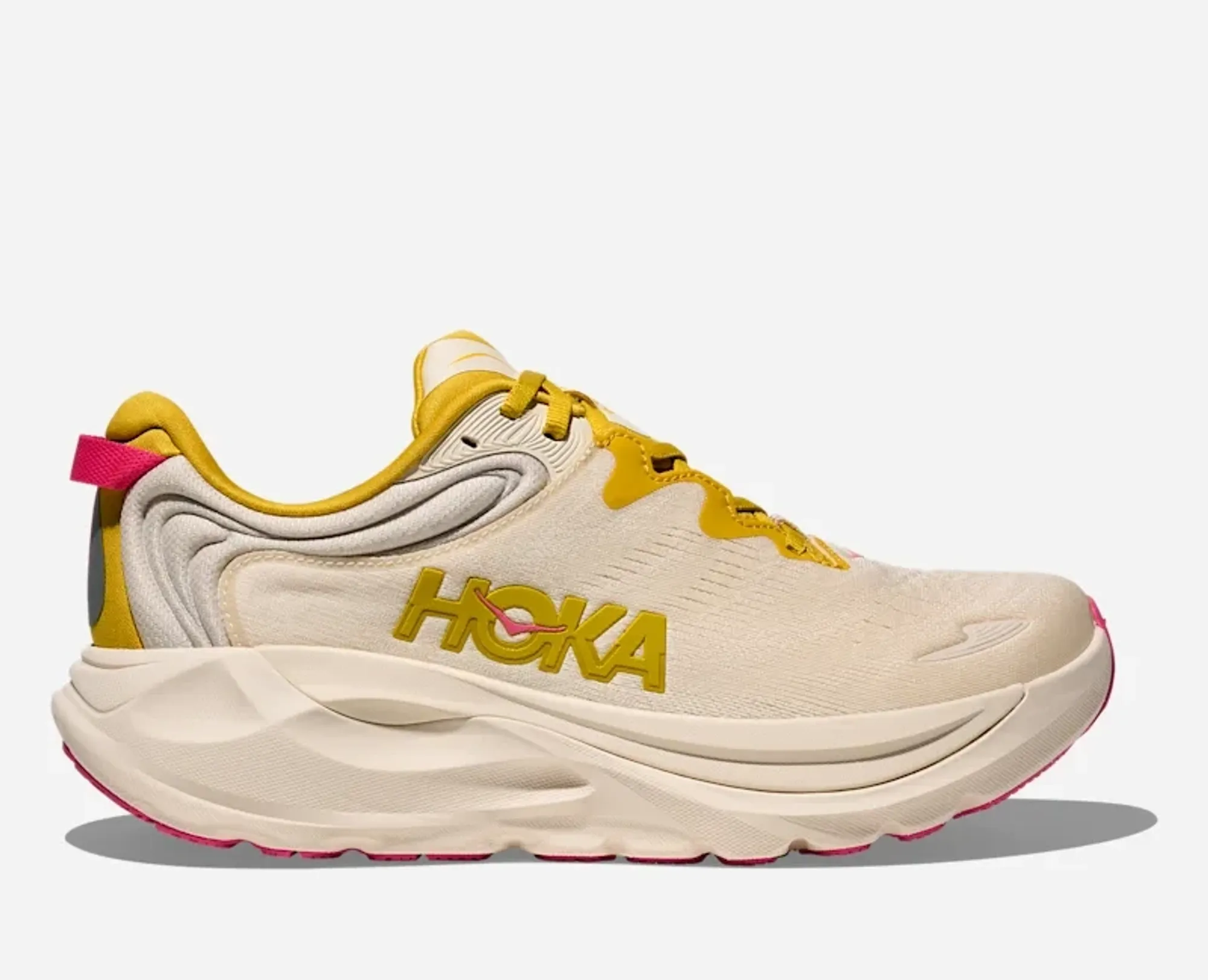 Hoka Women's Gaviota 6 Road Running Shoes In Birch/Yellow Gold