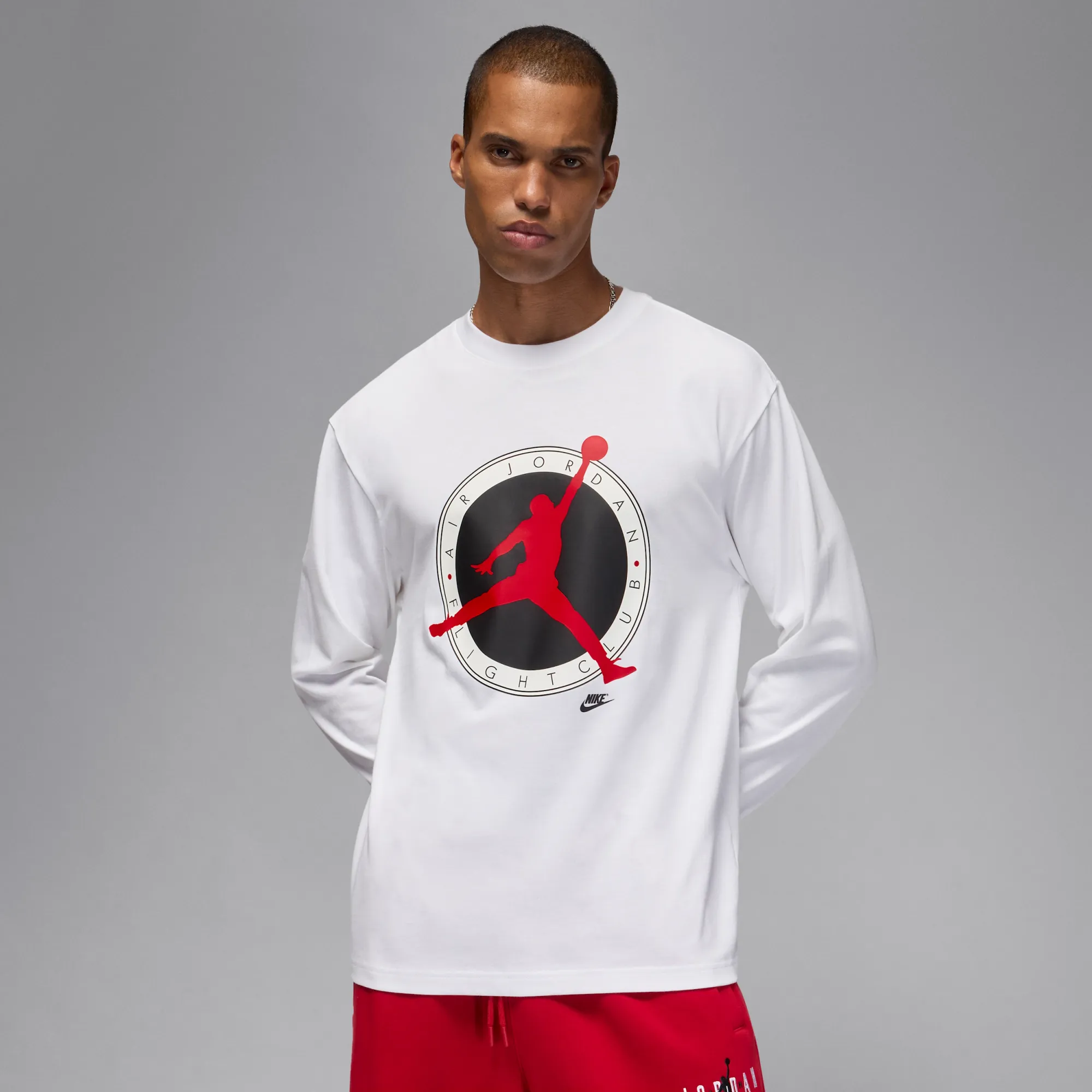 Nike Jordan Flight Club Men's Long-Sleeve T-Shirt - White - Cotton