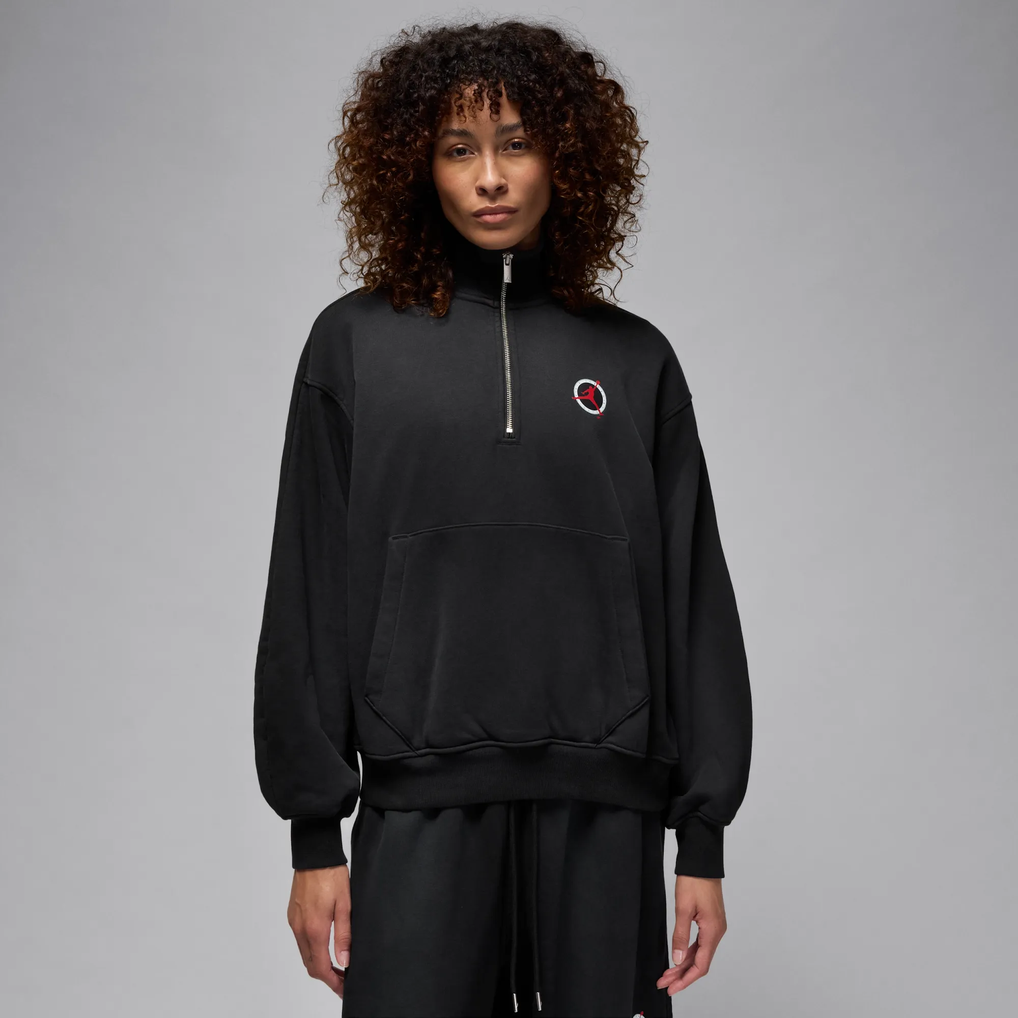 Nike Jordan Flight Club Women's Fleece Quarter-Zip Sweatshirt - Black - Cotton