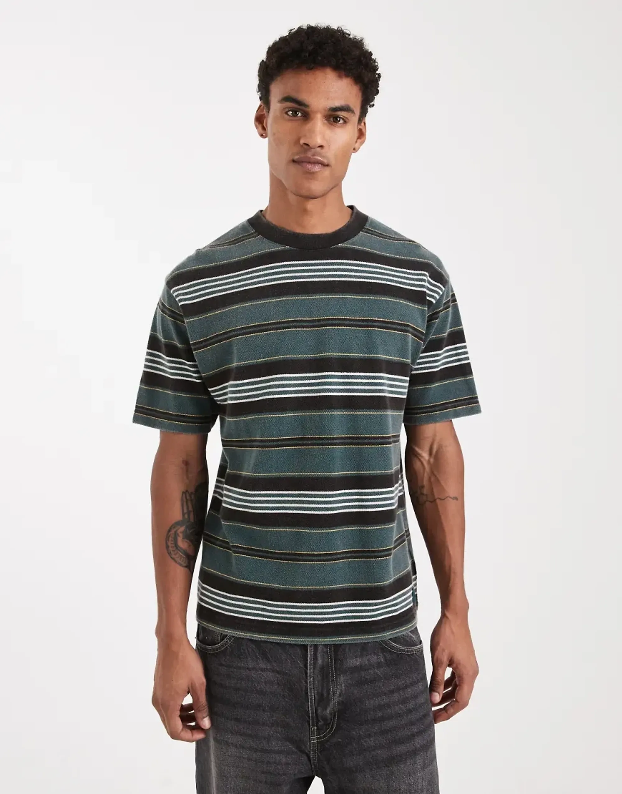 Vans Pique Stripe Knit In Mystic Moss-Green