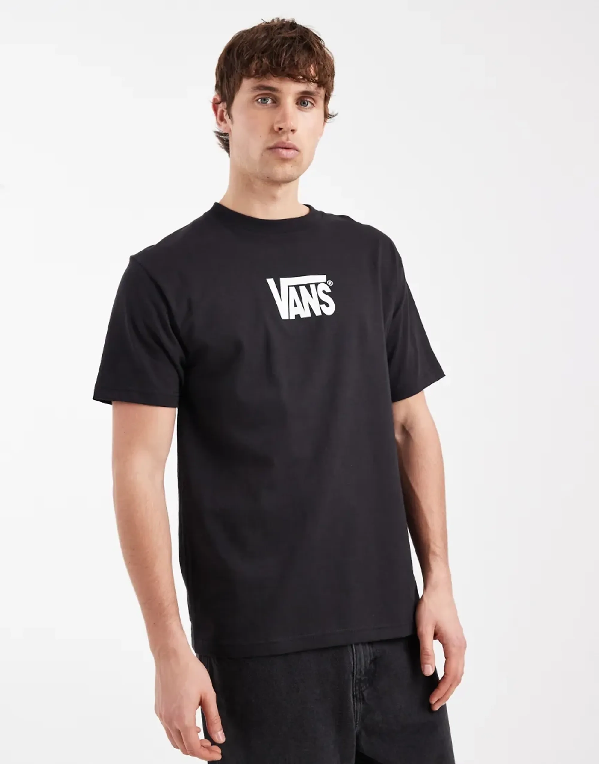 Vans Stretch Logo Tee In Black/White