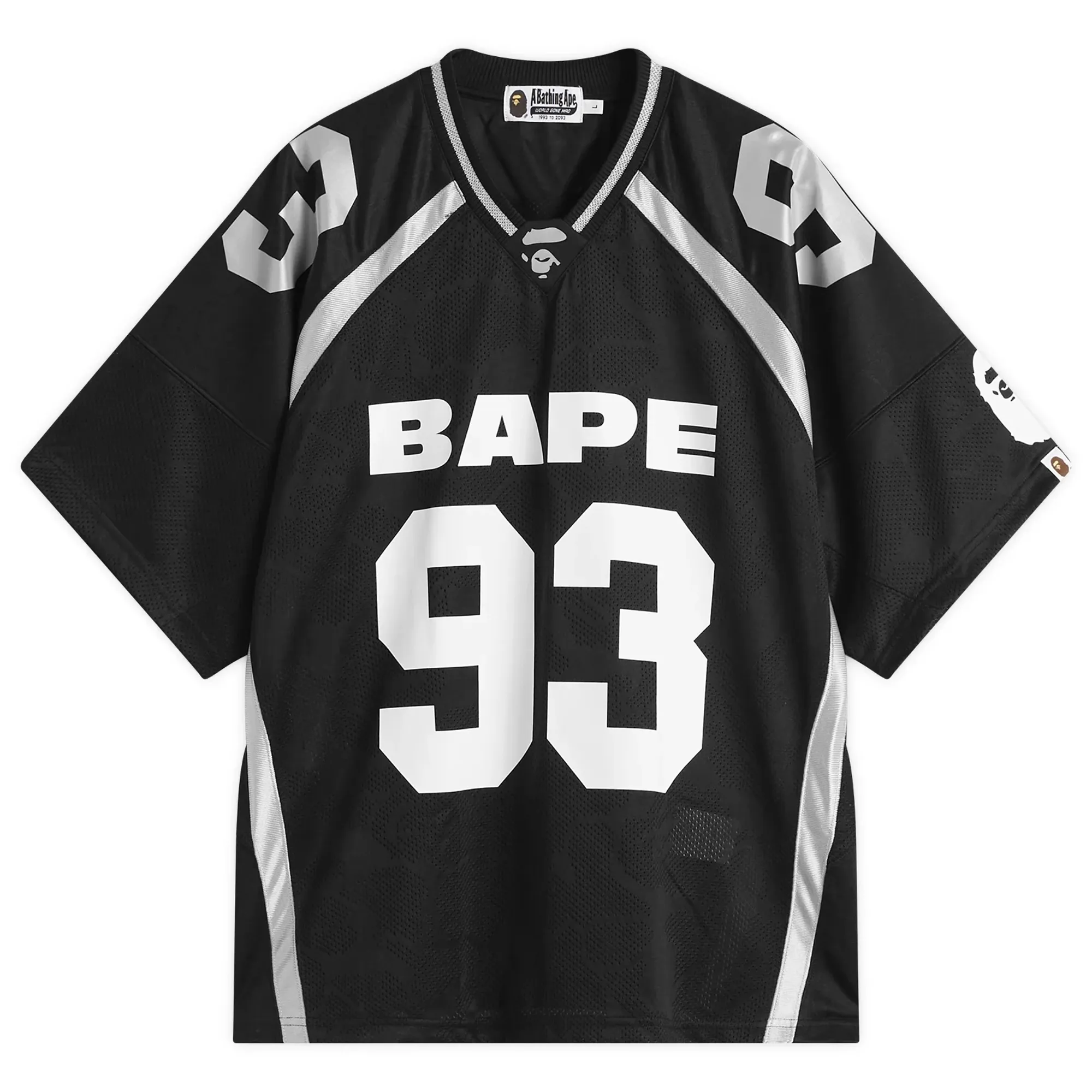 A Bathing Ape Men's Line Camo Jacquard Football Jersey Black