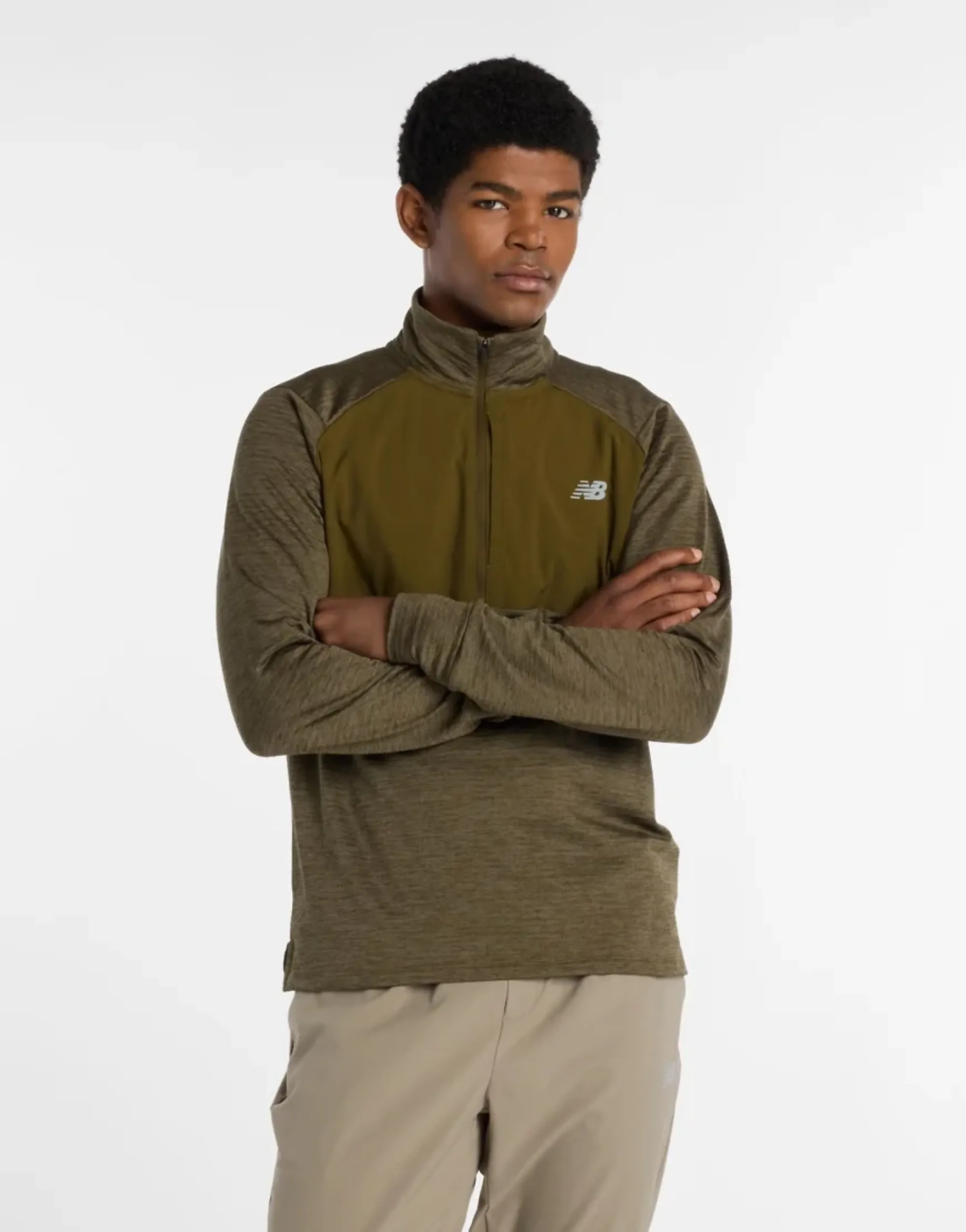 New Balance Athletics Heat Grid 1/2 Zip In Brown