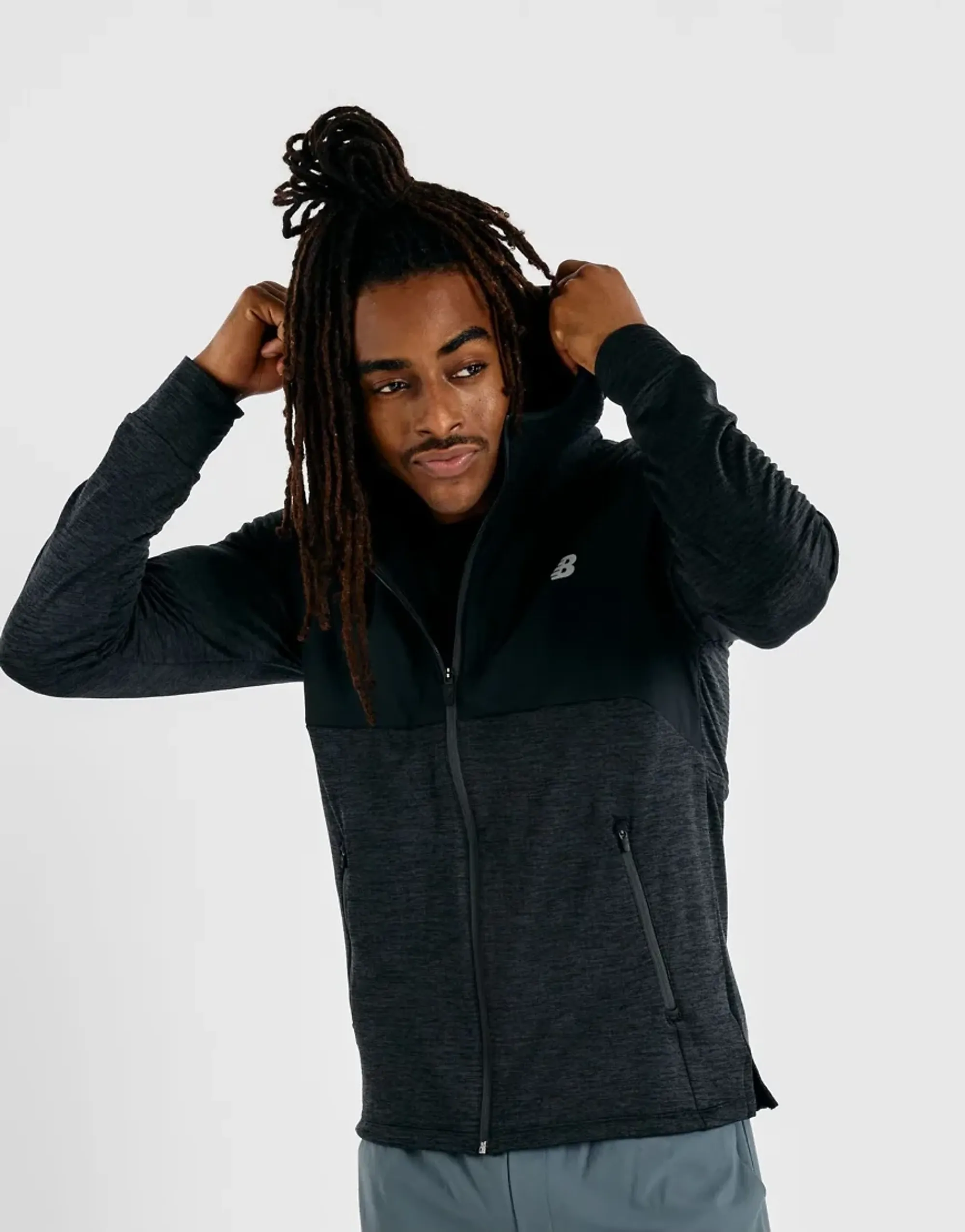 New Balance Heat Grid Hooded Full Zip In Black