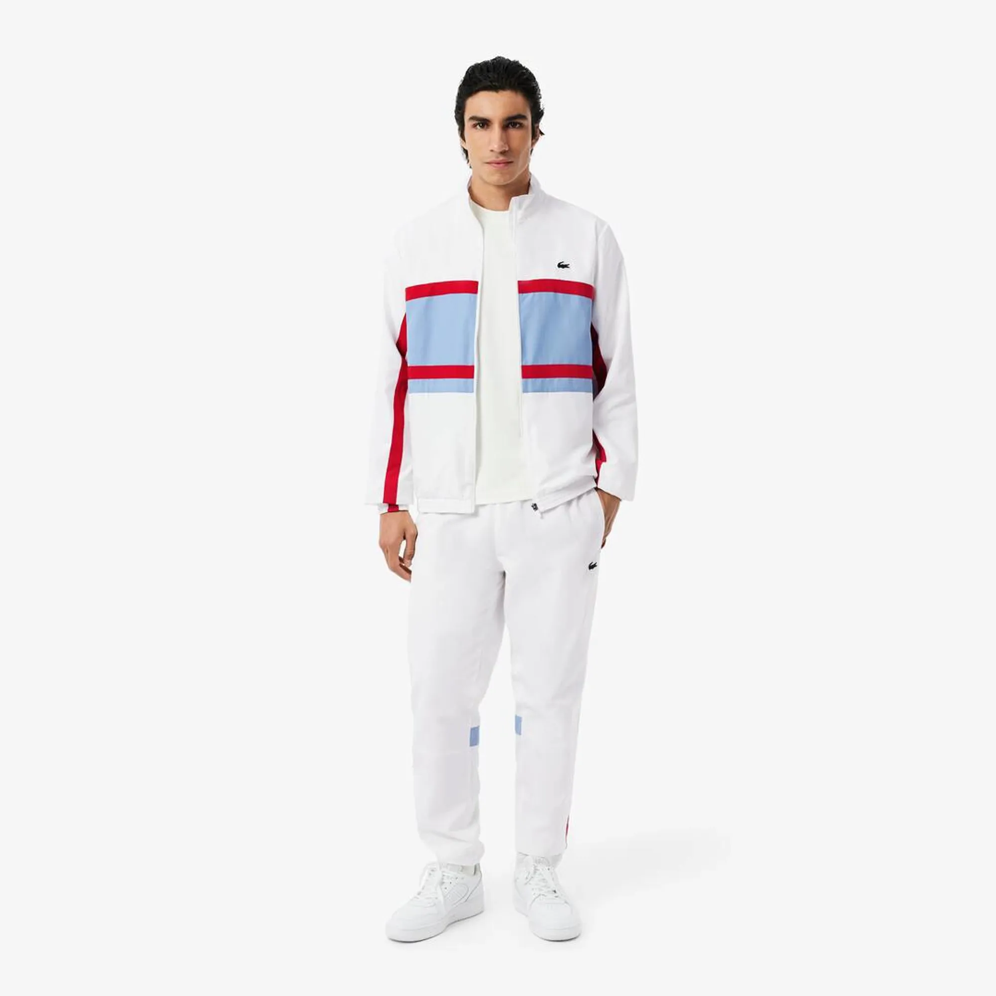 Lacoste Sport Printed Tracksuit - White / Light Blue