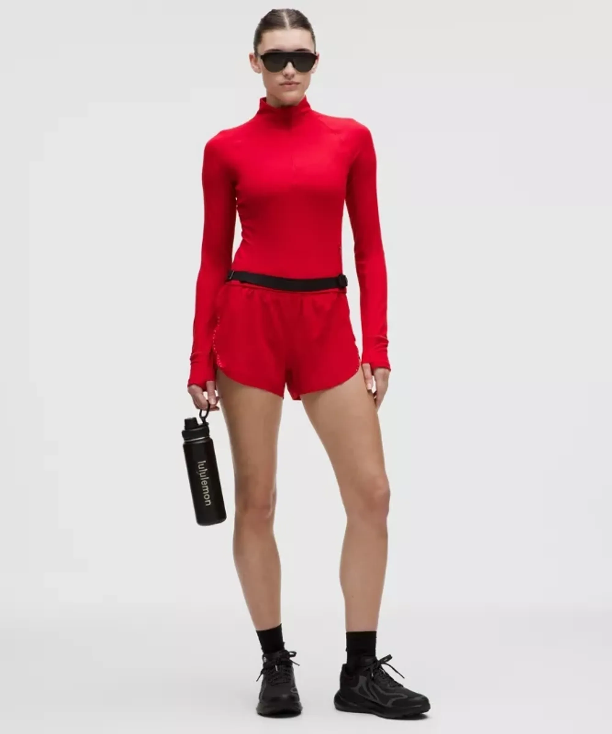 lululemon – Women's Fast and Free High-Rise Classic-Fit Split Shorts – 3" – Color Red/Neon – Size Large