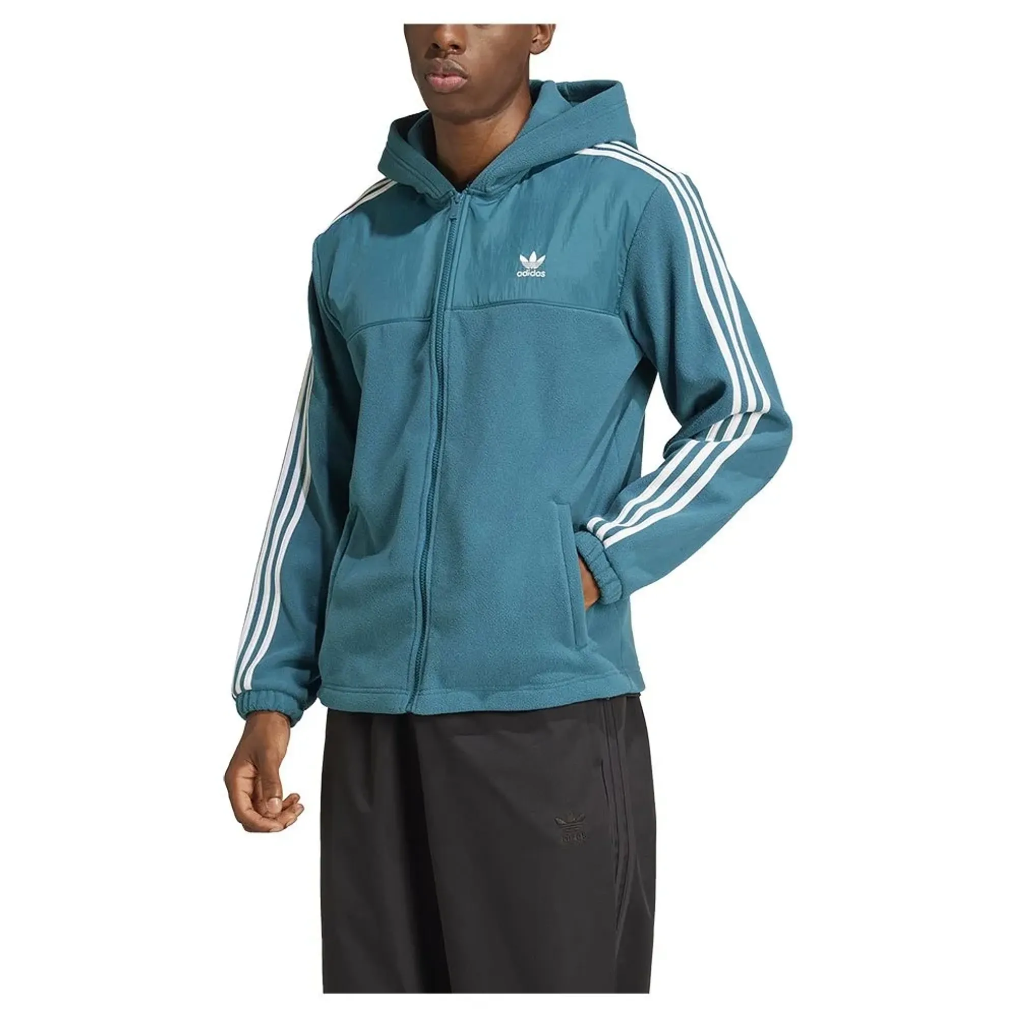 Adidas Originals Adicolor 3 Stripes Teddy Fleece Full Zip Sweatshirt