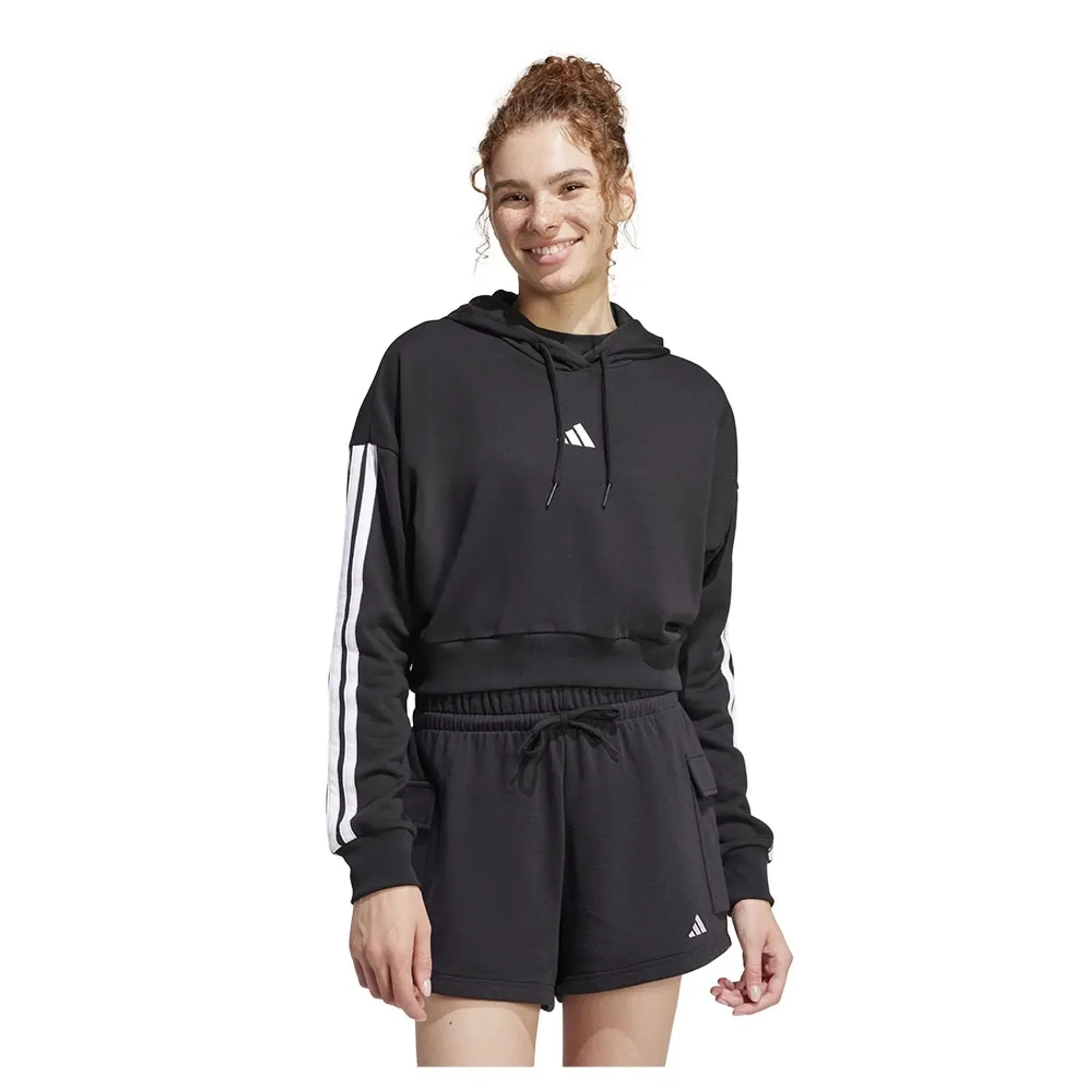 Adidas Essentials 3 Stripes French Terry Crop Hoodie