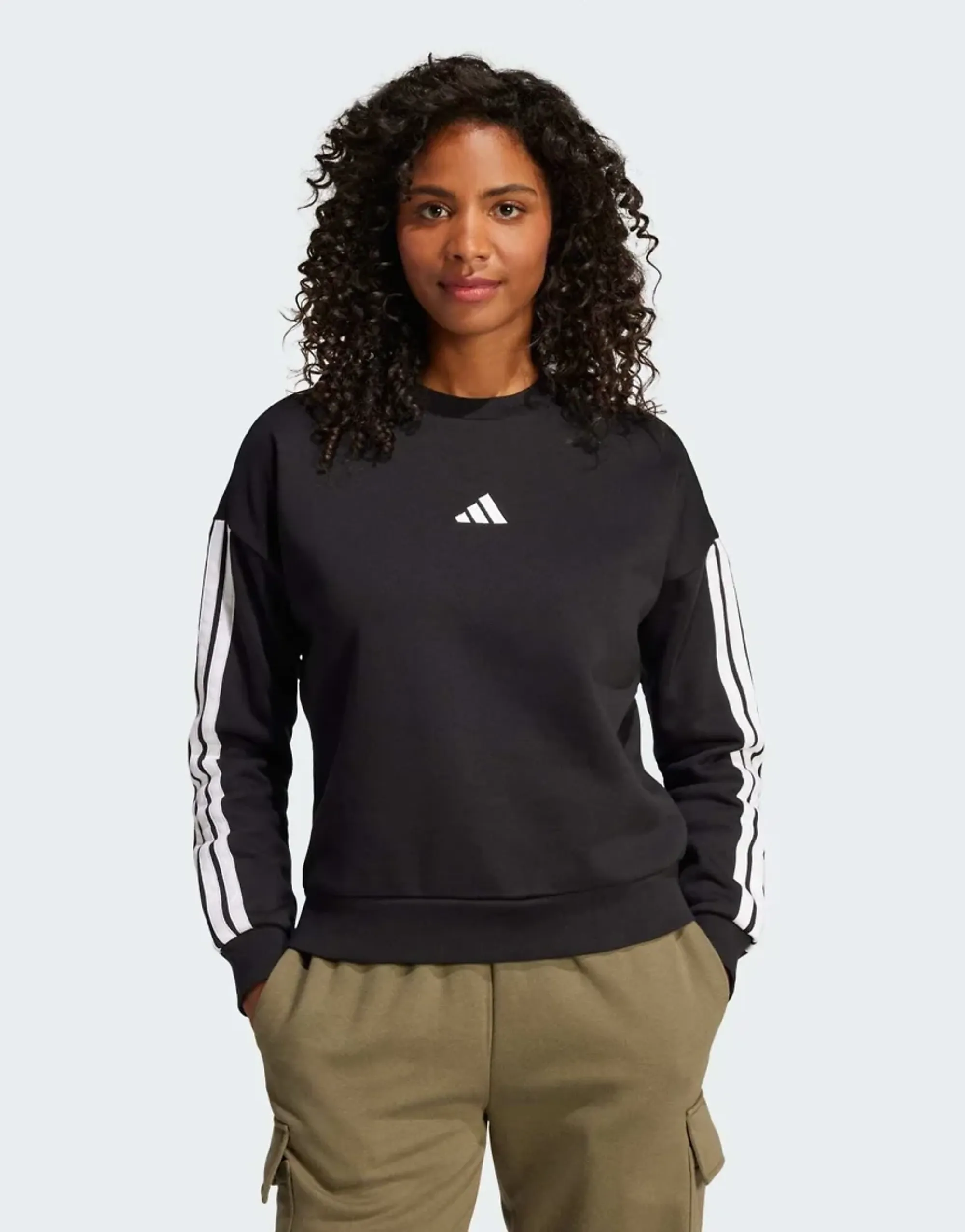 Adidas Essentials 3 Stripes Fleece Sweatshirt