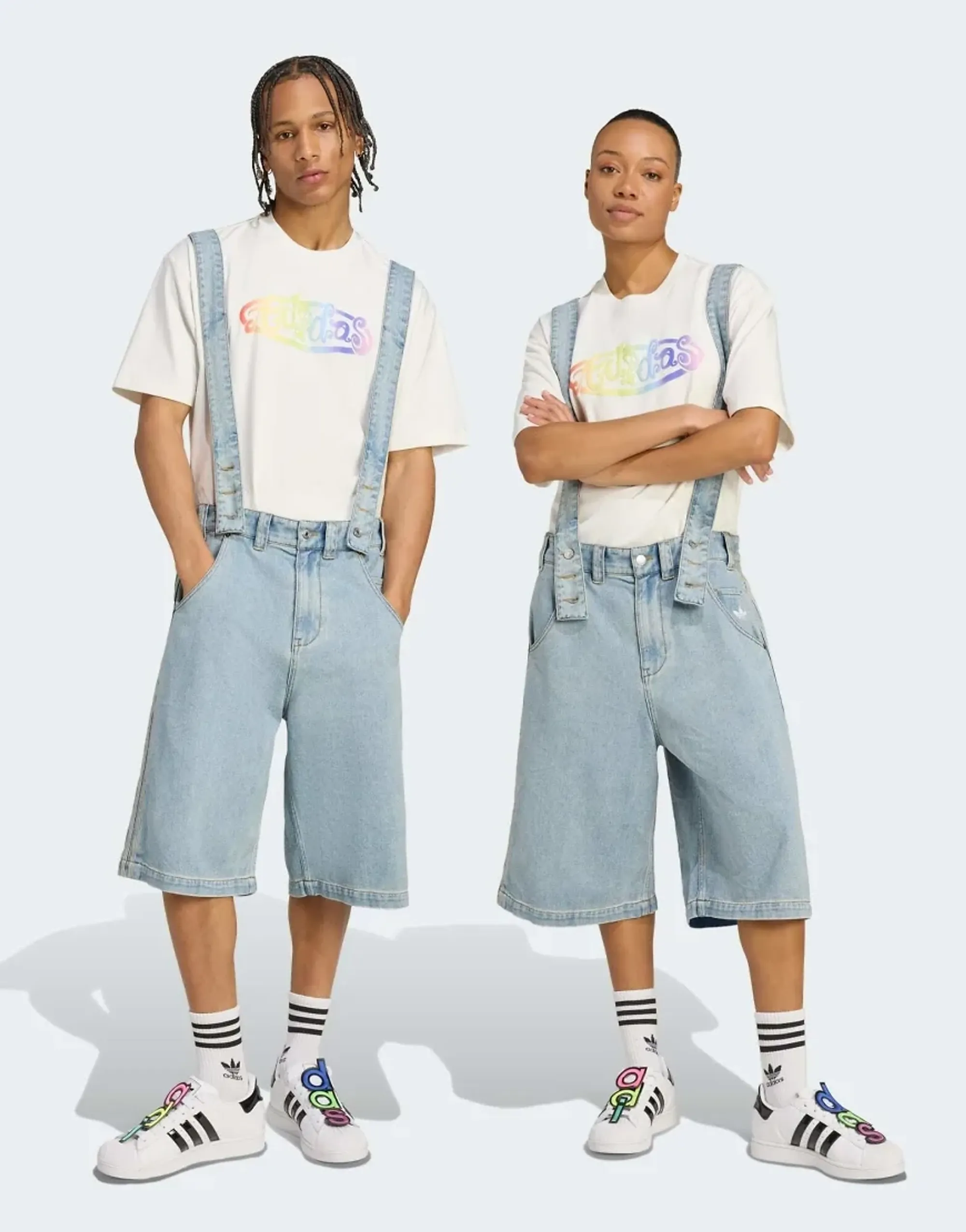 Adidas Originals X Jeremy Scott Pride Denim Dungaree Pants
