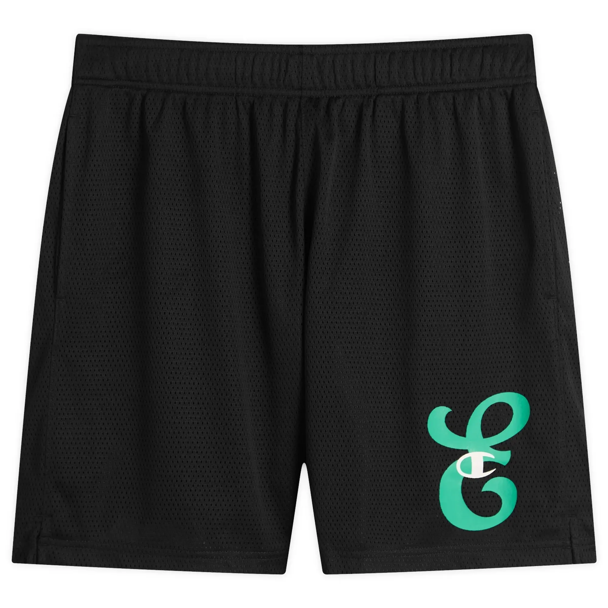 Champion for E by END. Mesh Shorts 'Emerald' Black