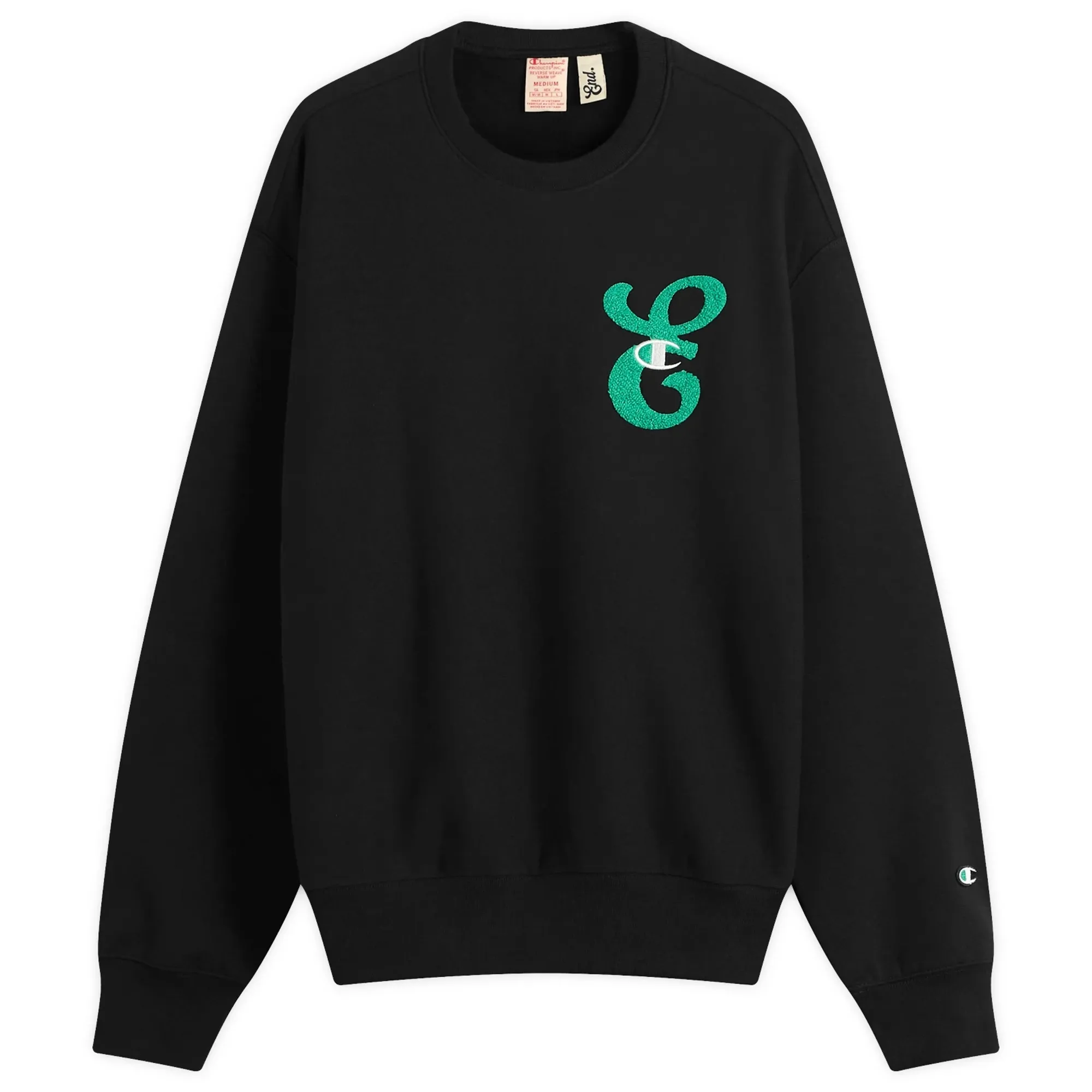 Champion for E by END. Crew Sweatshirt 'Emerald' Black