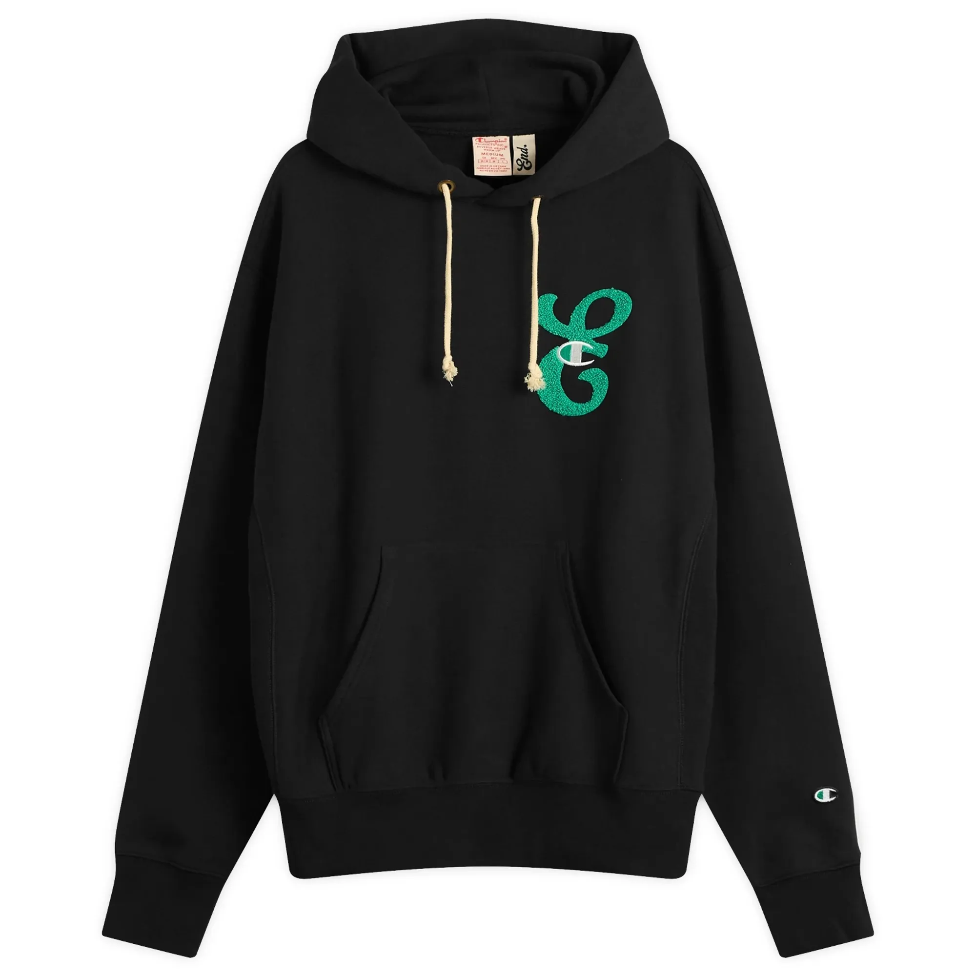 Champion for E by END. Hoodie 'Emerald' Black