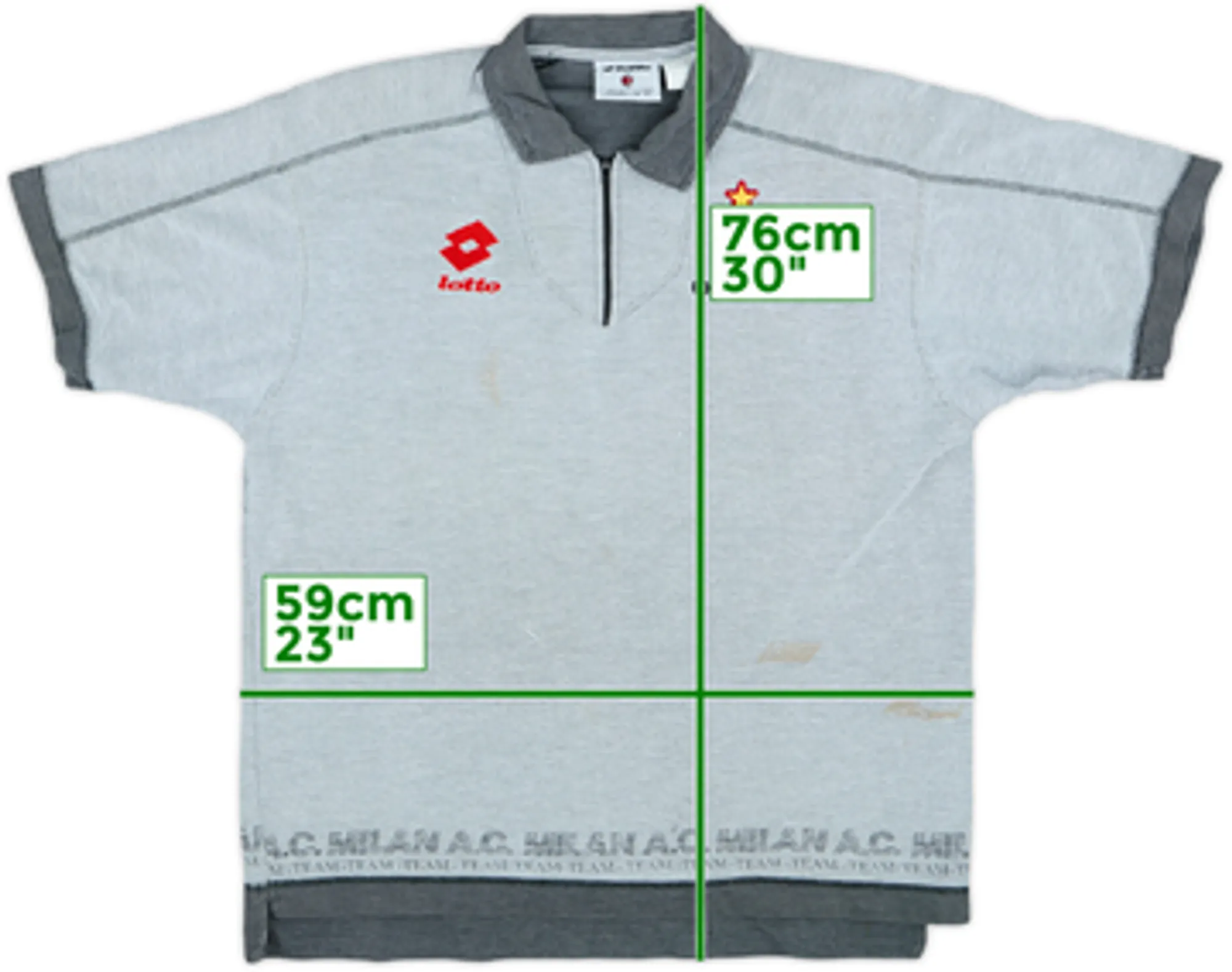 1995-96 AC Milan Lotto Zip Polo Shirt - 5/10 - (XL)
