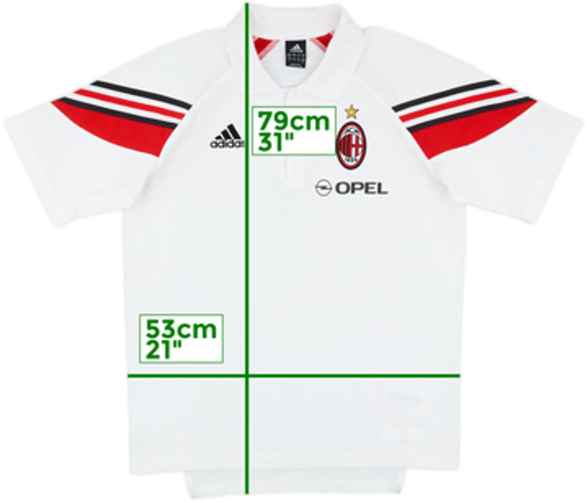 2003-04 AC Milan adidas 1/4 Zip Polo Shirt - 7/10 - (M/L)