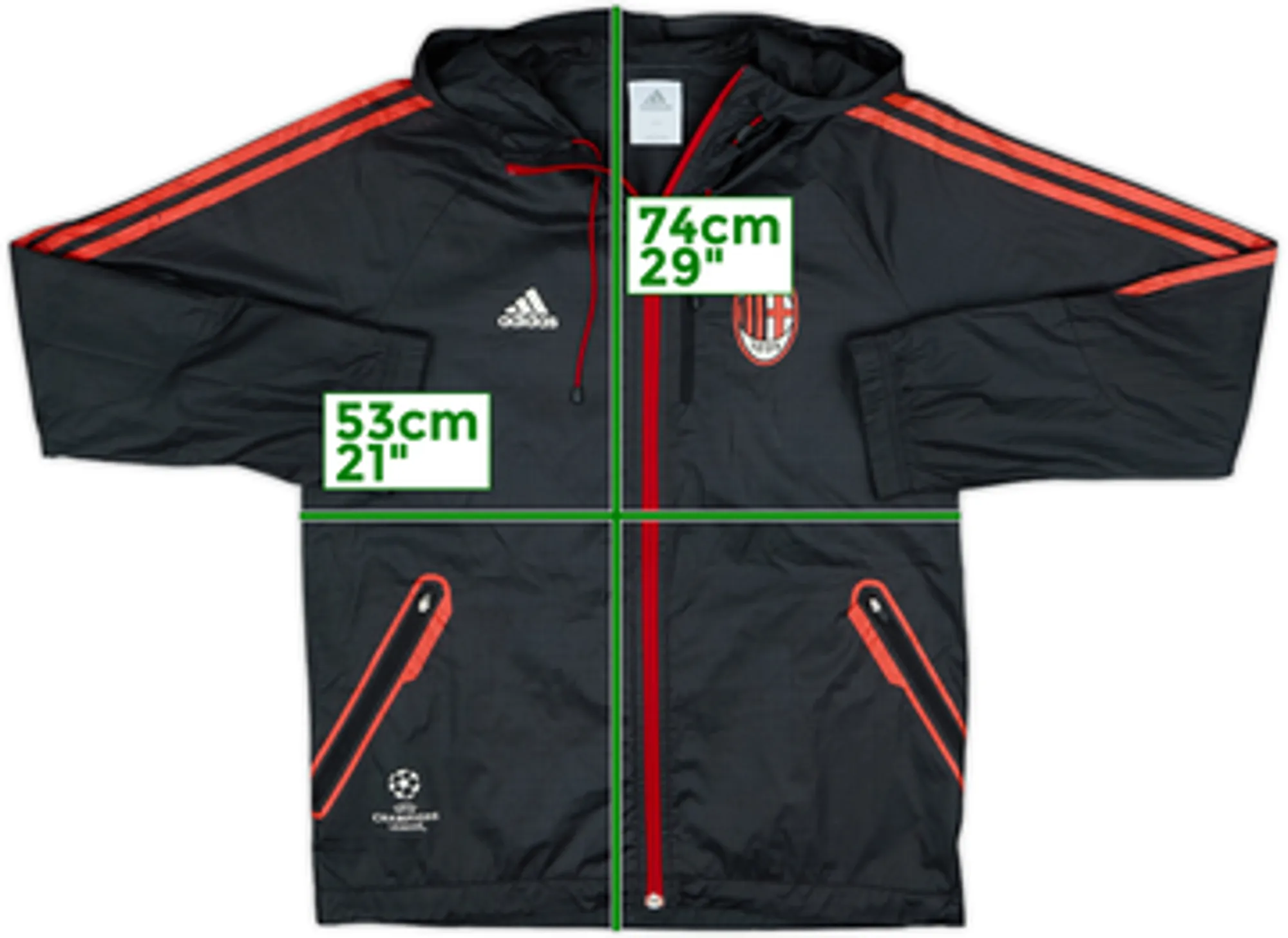 2010-11 AC Milan adidas Hooded Rain Jacket - 7/10 - (S)