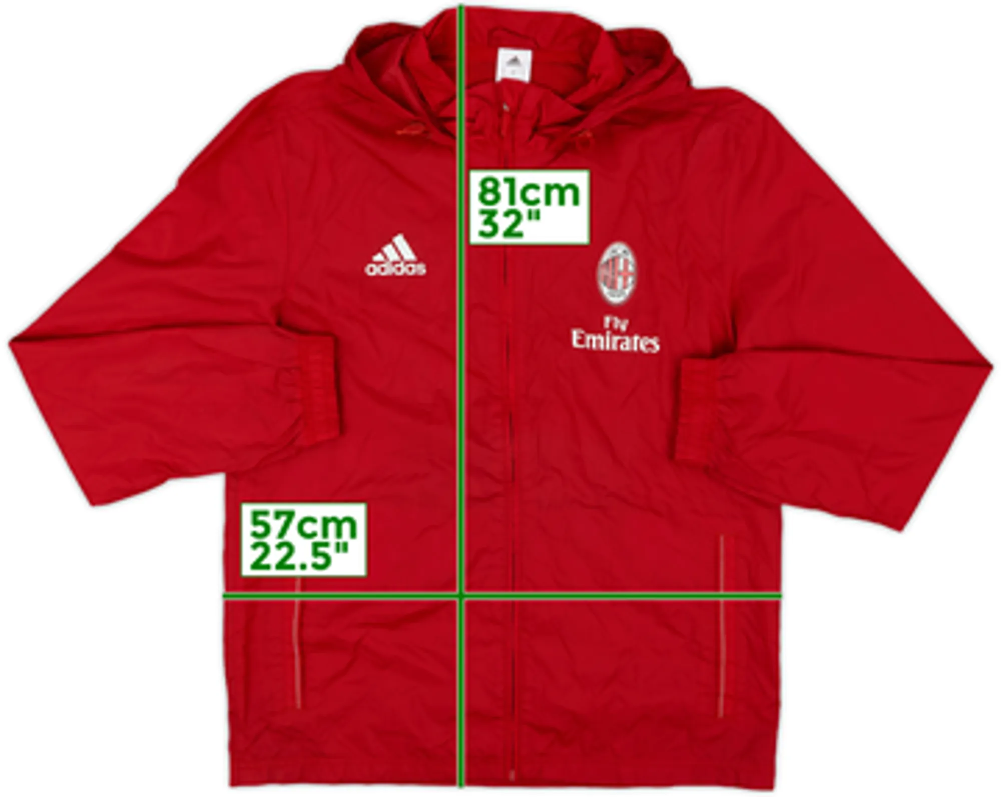 2015-16 AC Milan adidas Hooded Rain Jacket - 6/10 - (M)