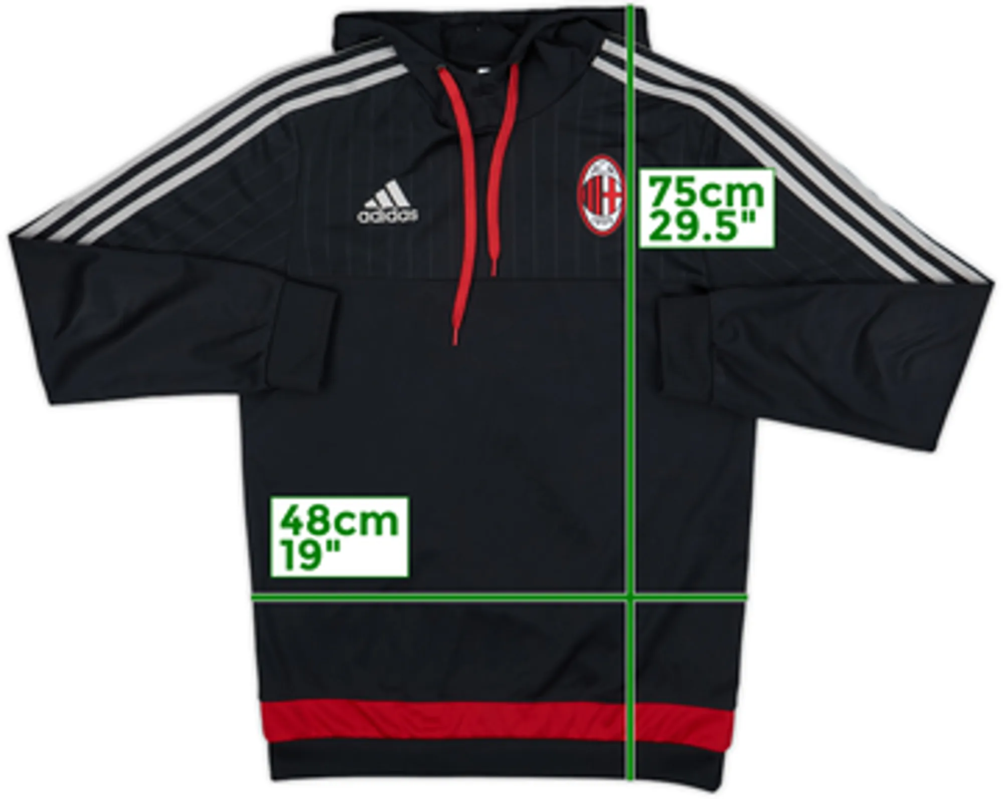 2015-16 AC Milan adidas Hoodie - 9/10 - (M)