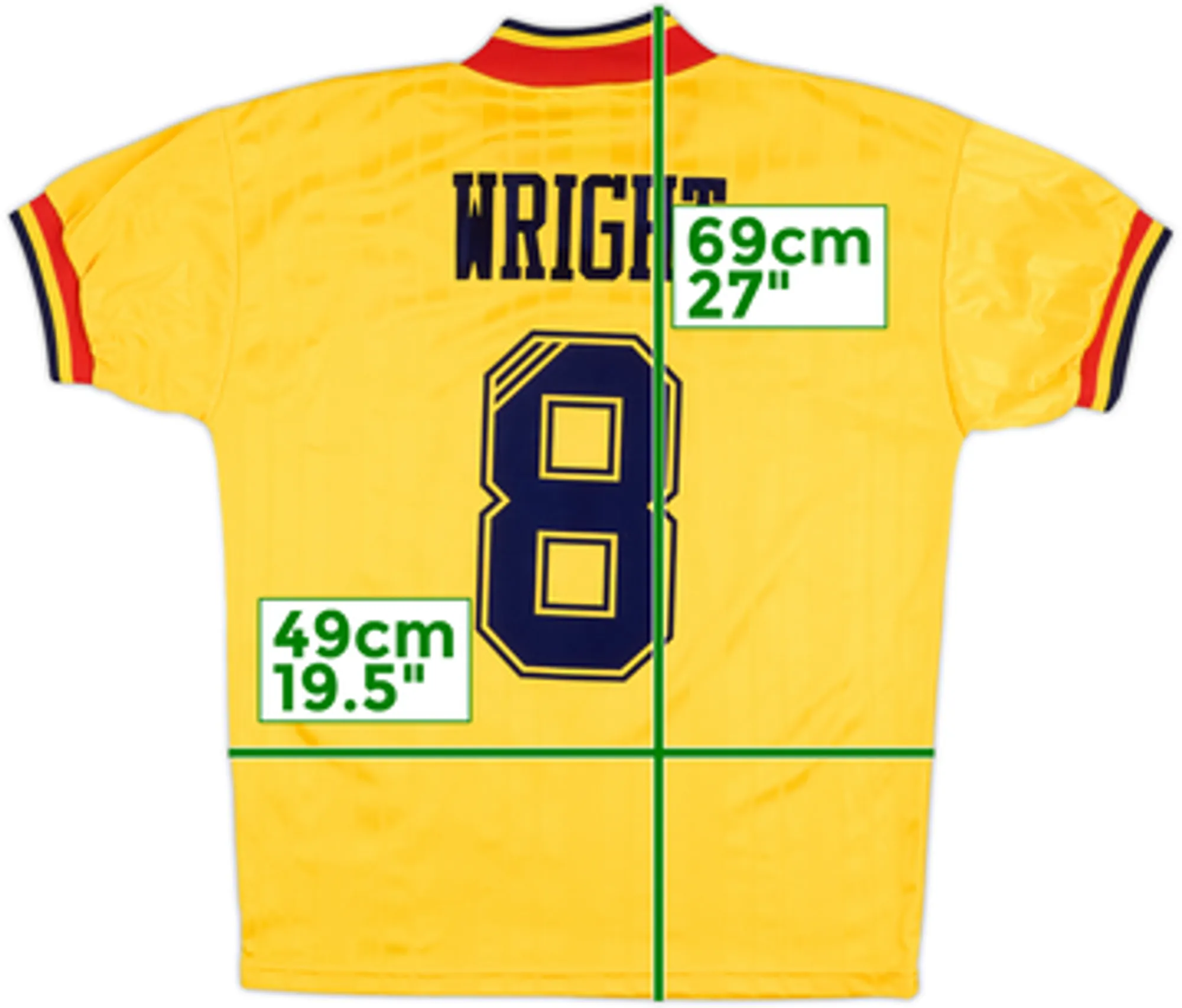 1993-94 Arsenal Away Shirt Wright #8 - 8/10 - (M)