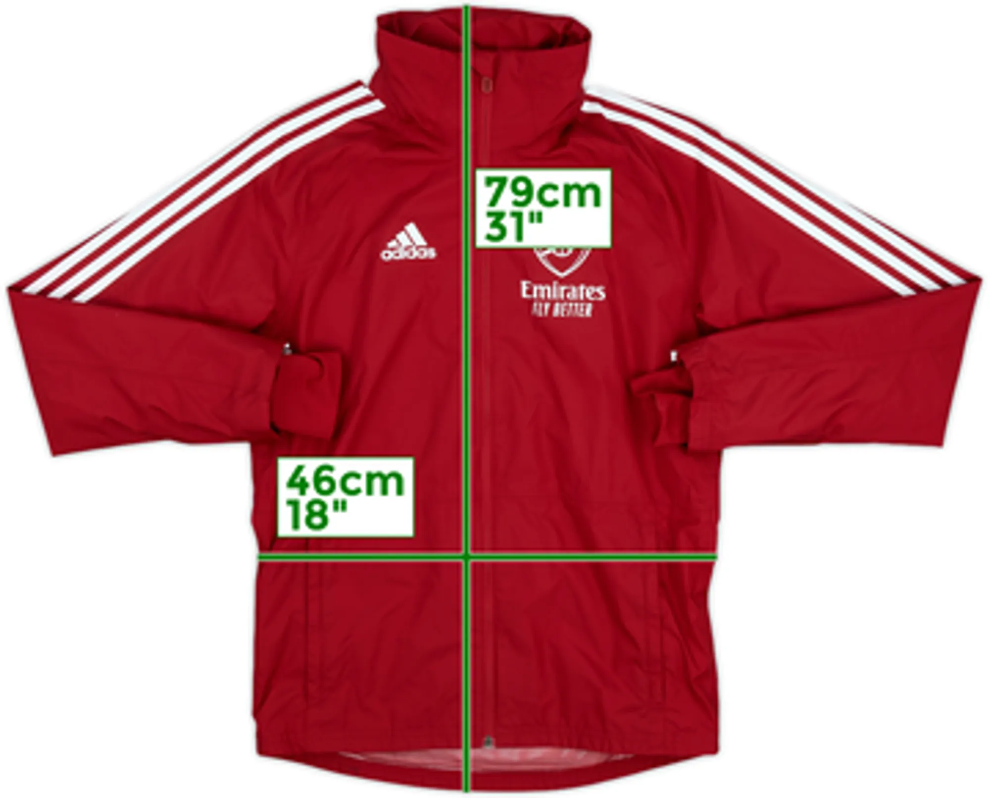 2021-22 Arsenal adidas Hooded Rain Jacket - 8/10 - (XS)