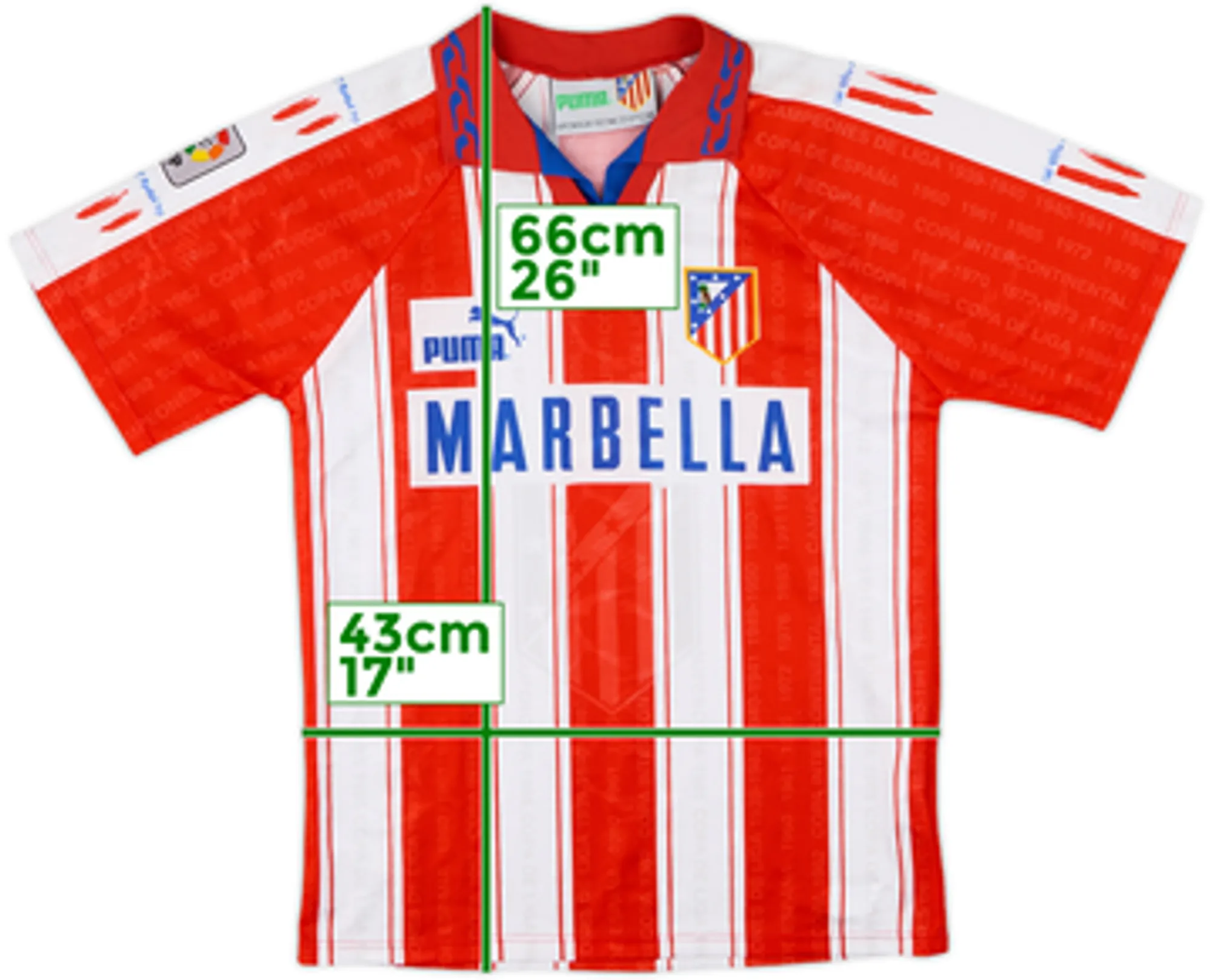 1994-95 Atletico Madrid Home Shirt - 8/10 - (L.Boys)
