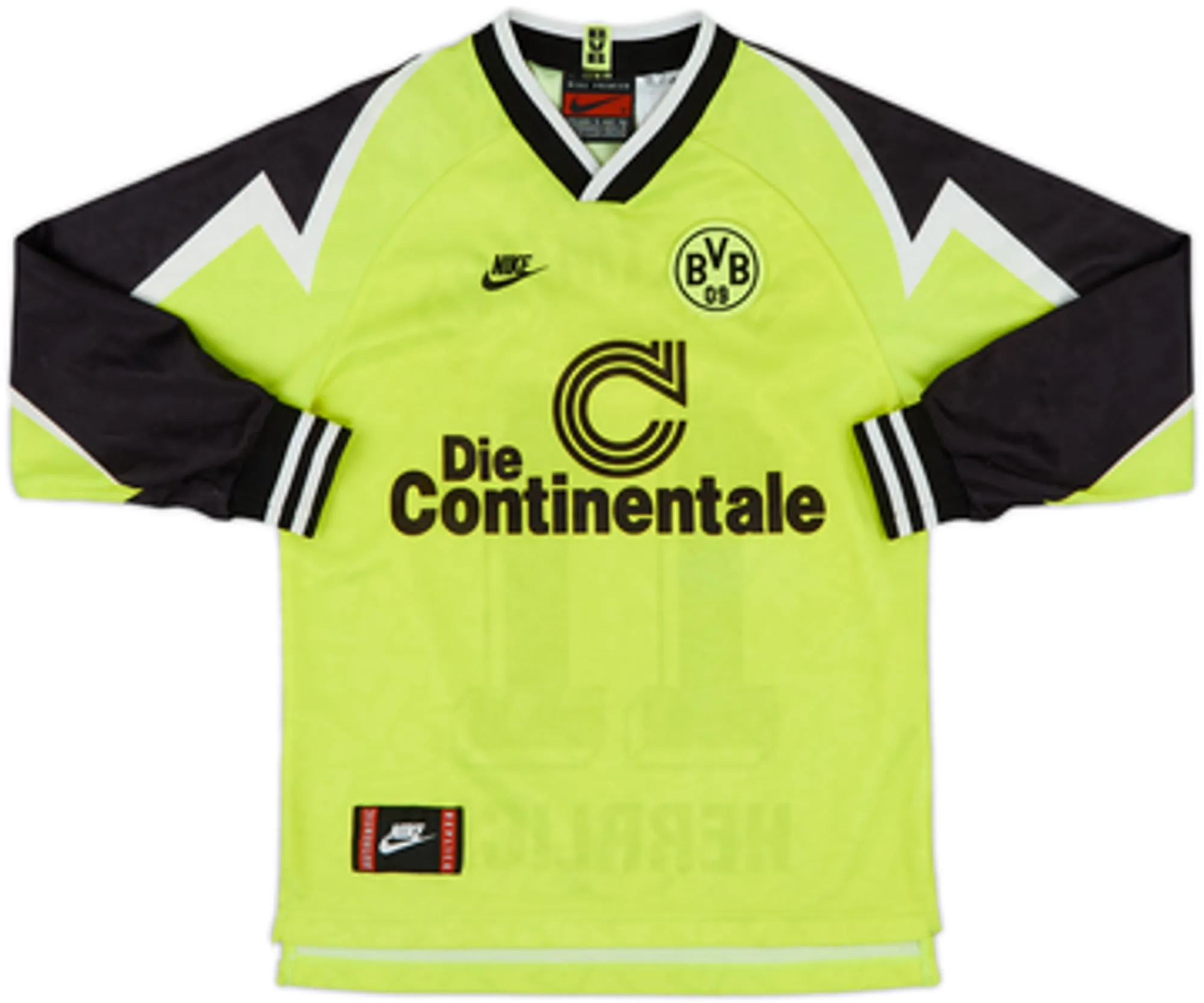 1995-96 Borussia Dortmund Home L/S Shirt Herrlich #11 - 9/10 - (M.Boys)