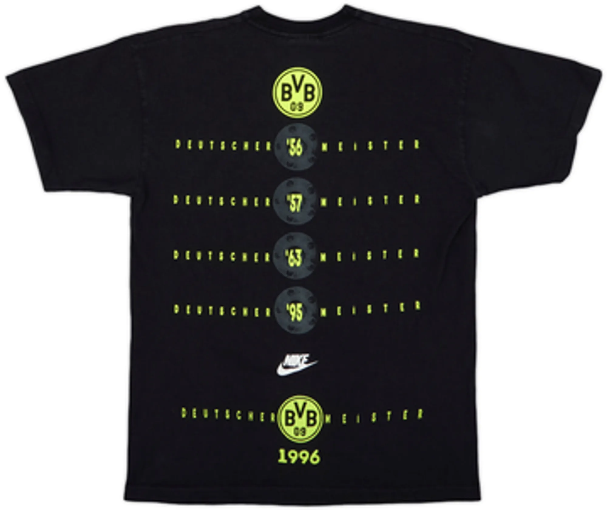 1995-96 Borussia Dortmund Nike 'Deutscher Meister' Cotton Tee - 8/10 - (M)