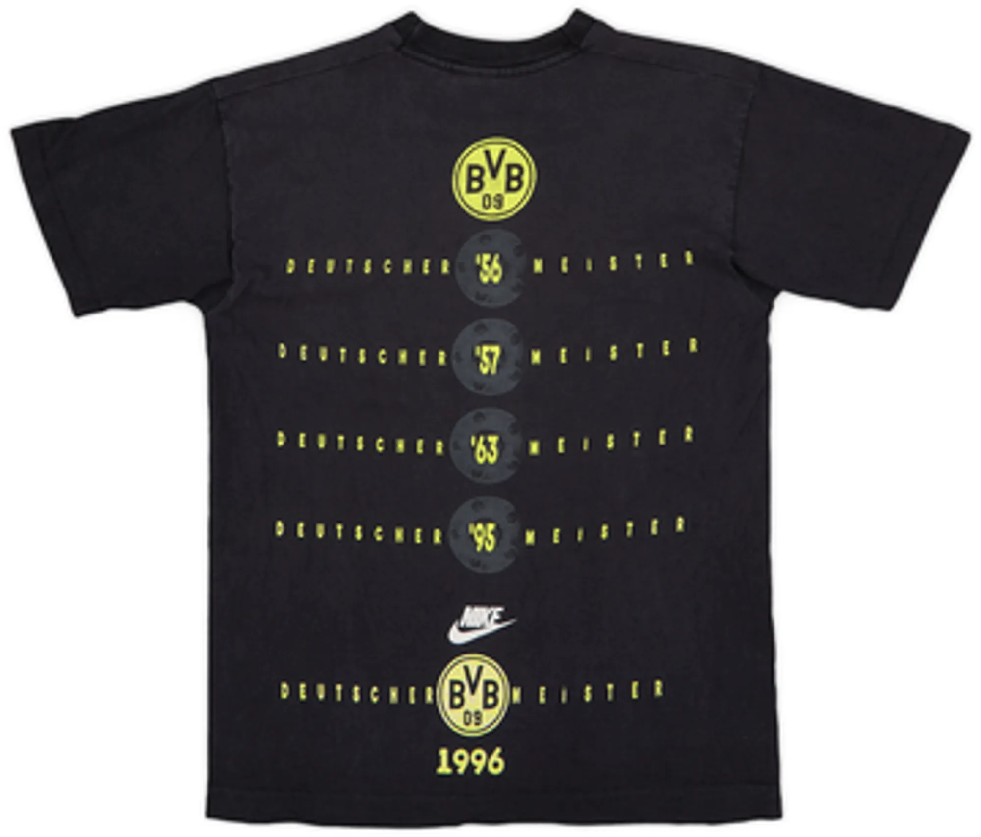 1995-96 Borussia Dortmund Nike 'Deutscher Meister 1995/96' Graphic Shirt - 7/10 - (S)