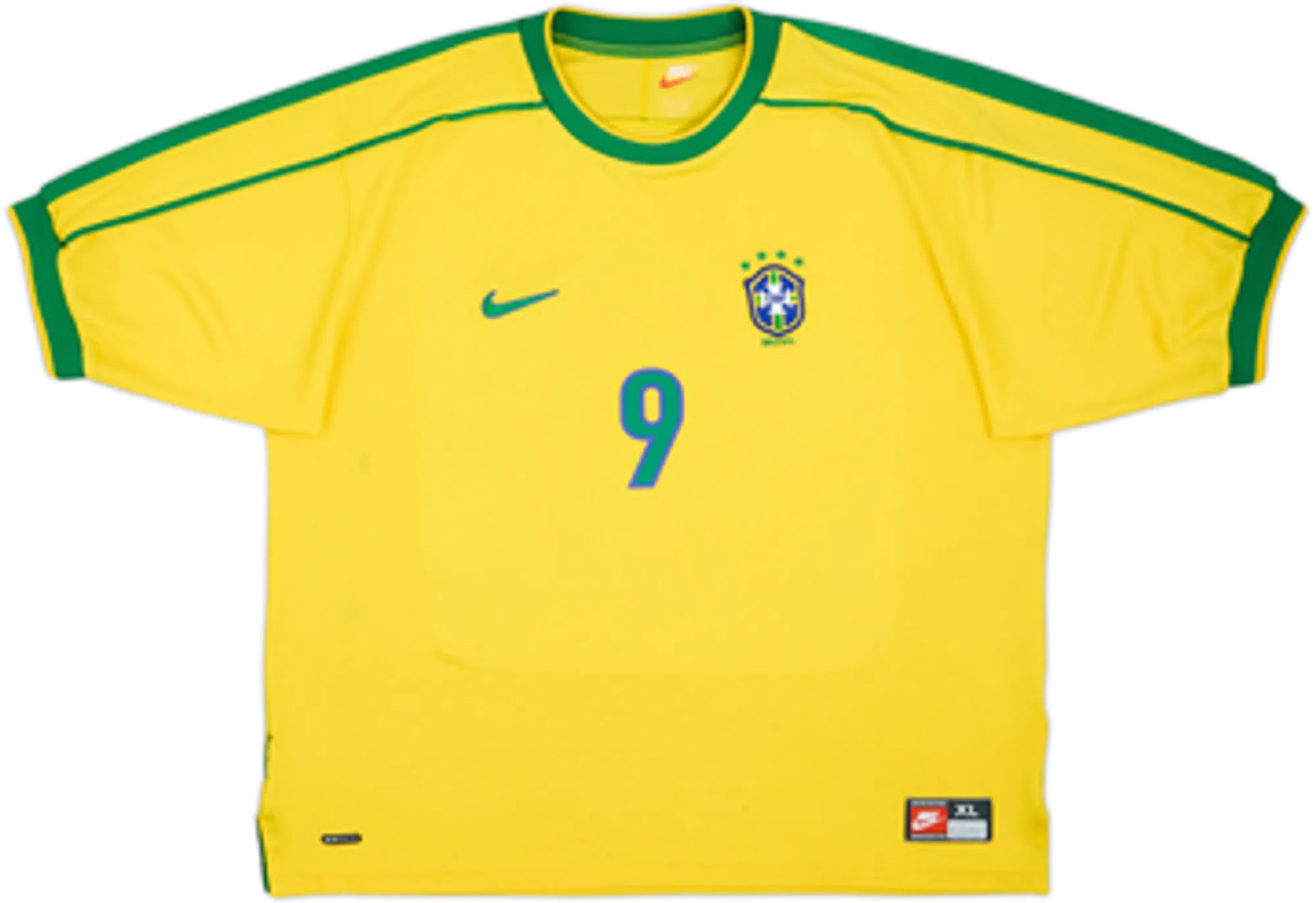 1998-00 Brazil Home Shirt Ronaldo #9 - 6/10 - (XXL)