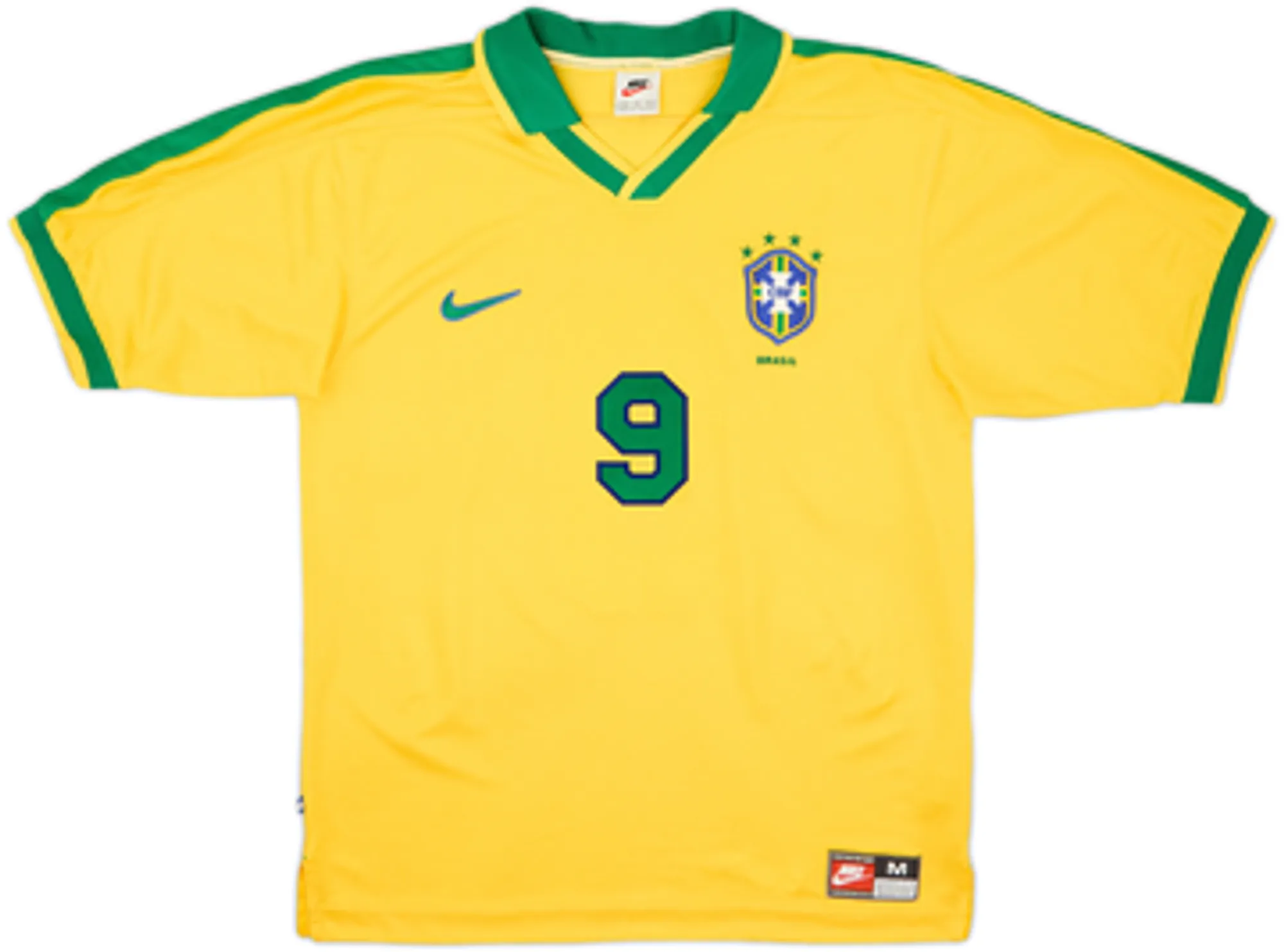 1997-98 Brazil Home Shirt Ronaldo #9 - 8/10 - (M)