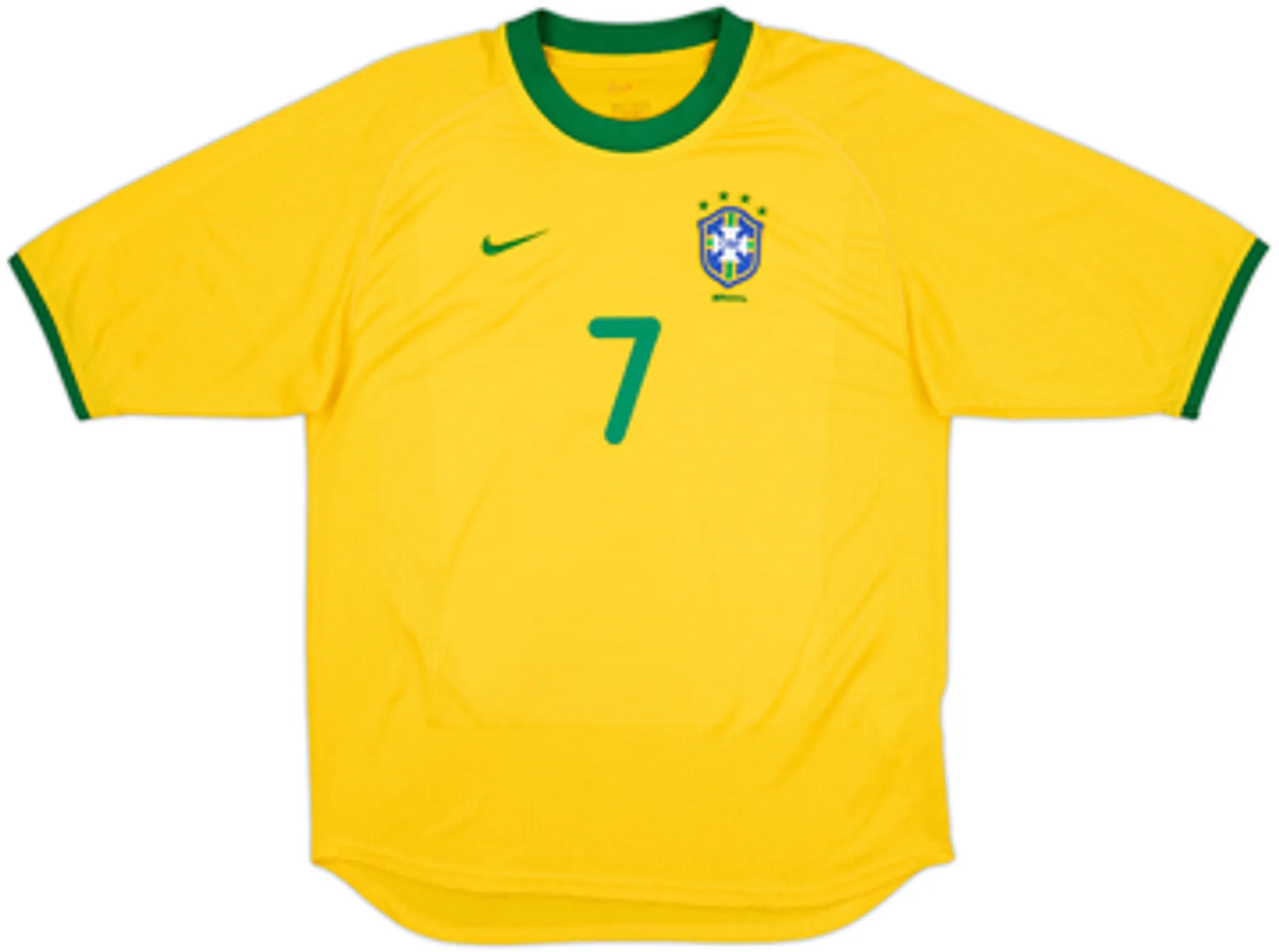 2000-02 Brazil Home Shirt Ronaldinho #7 - 8/10 - (M)
