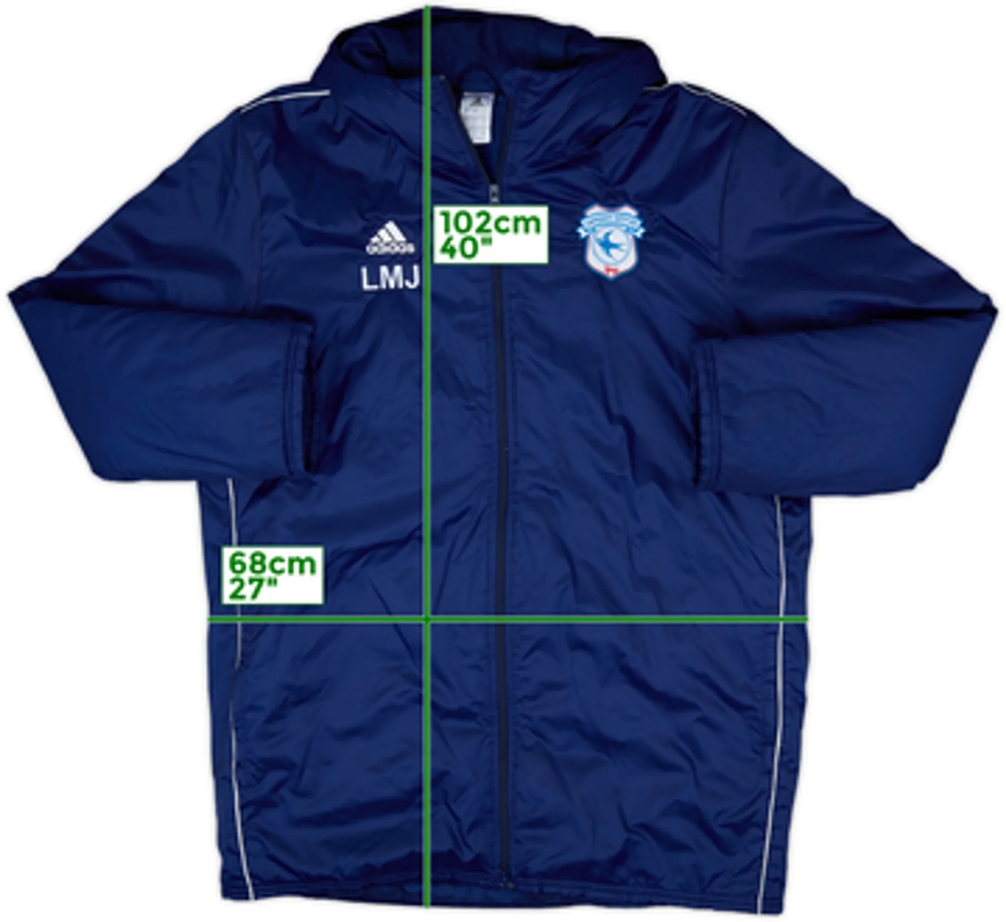 2018-19 Cardiff City Staff Issue adidas Hooded Bench Coat LMJ - 8/10 - (L)