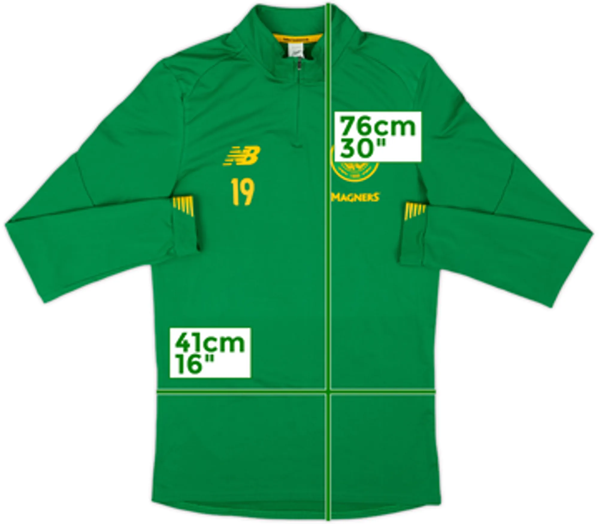 2019-20 Celtic New Balance Player Issue 1/4 Zip Drill Top #19 - 9/10 - (S)