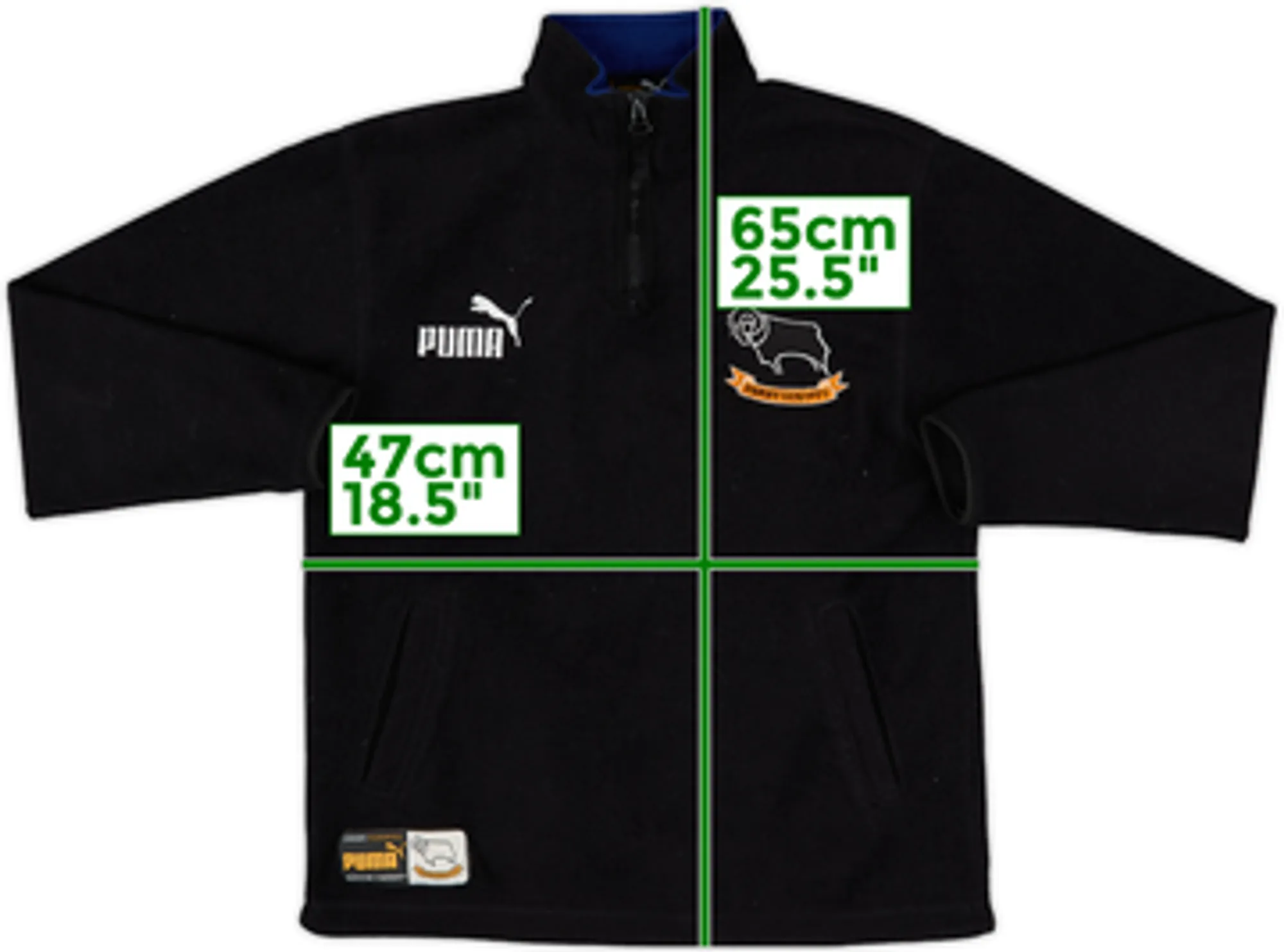 2000-01 Derby County Puma 1/4 Zip Fleece Sweat Top - 8/10 - (M.Boys)