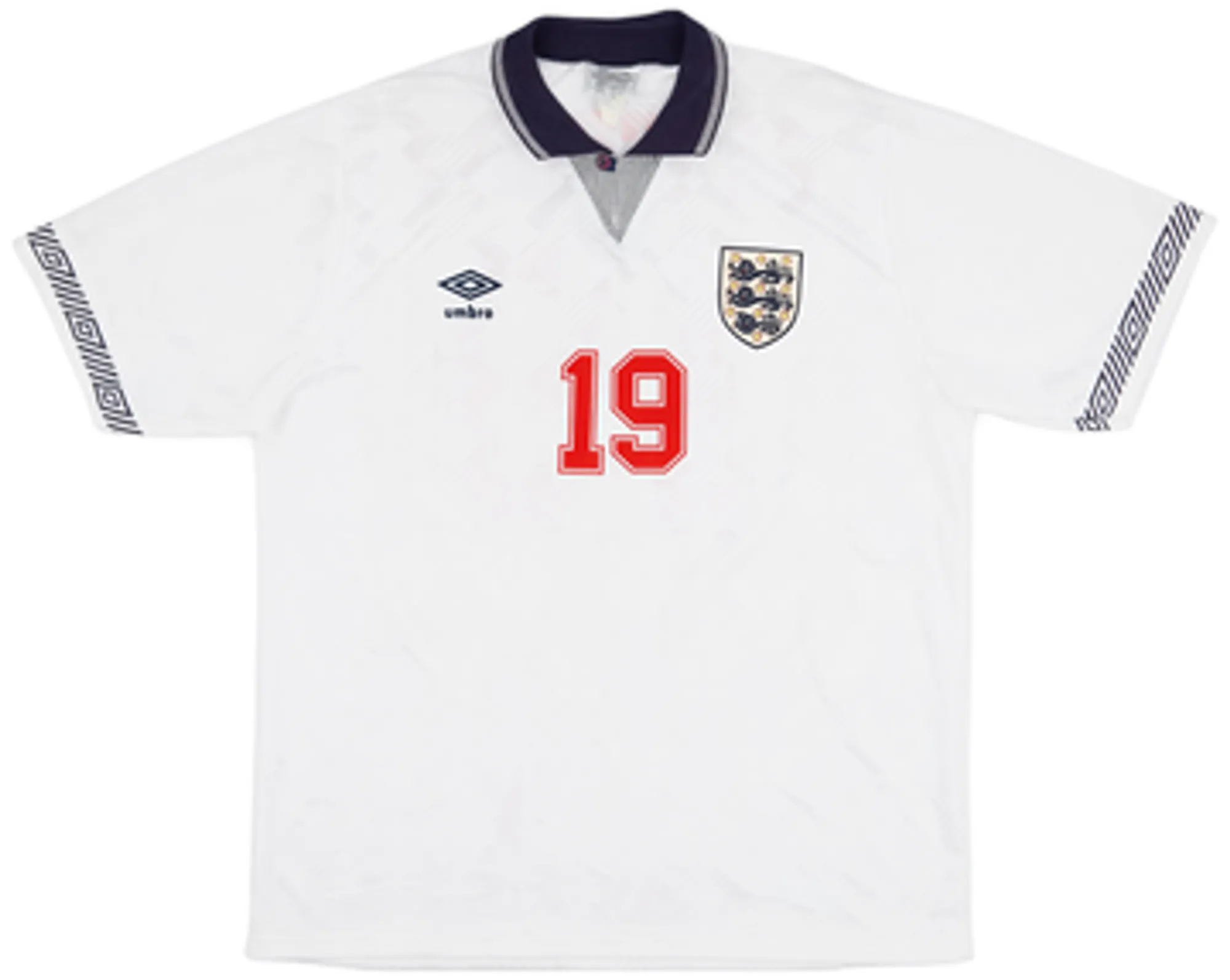 1990-92 England Home Shirt Gascoigne #19 - 9/10 - (L)