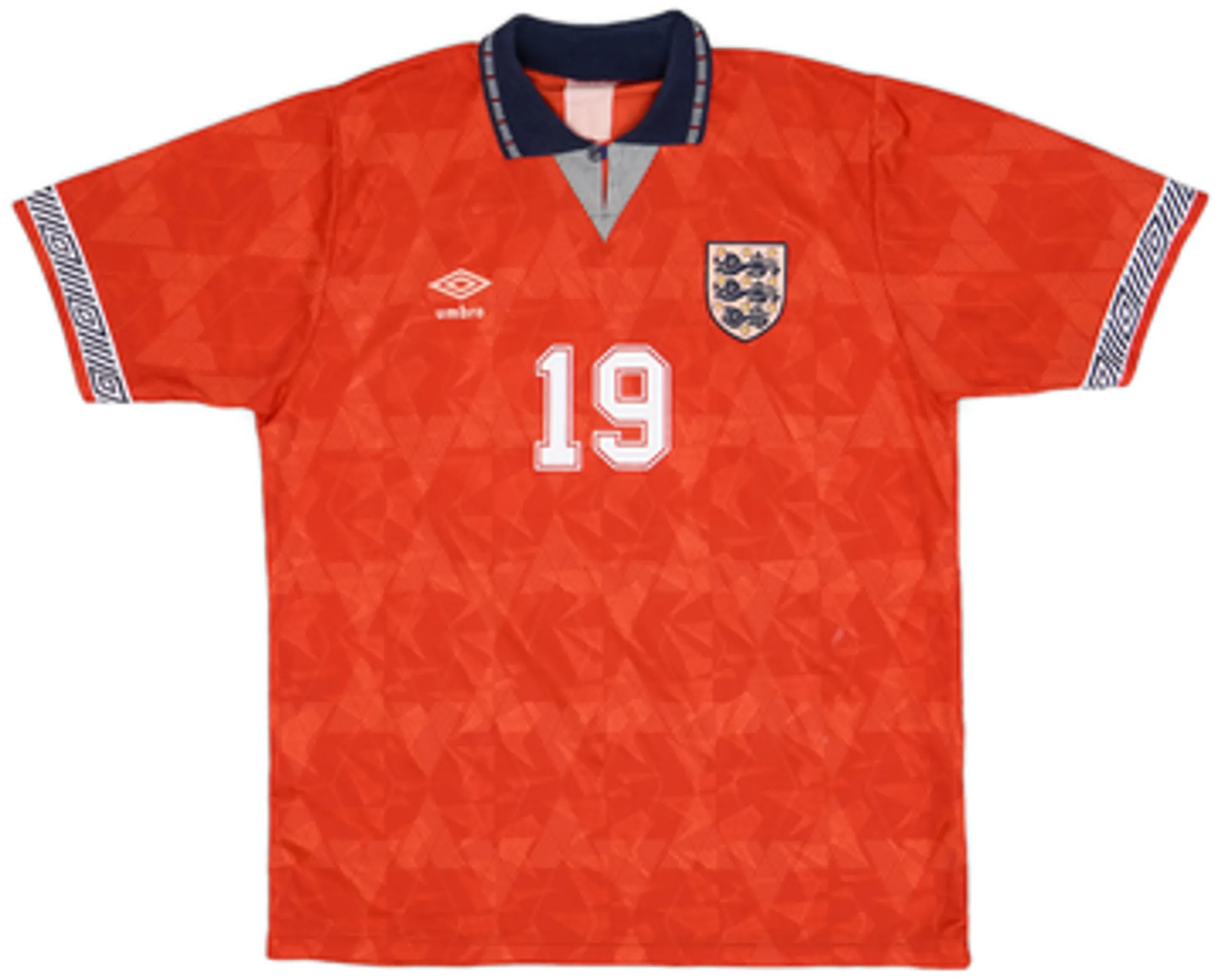 1990-93 England Away Shirt Gascoigne #19 - 8/10 - (L)