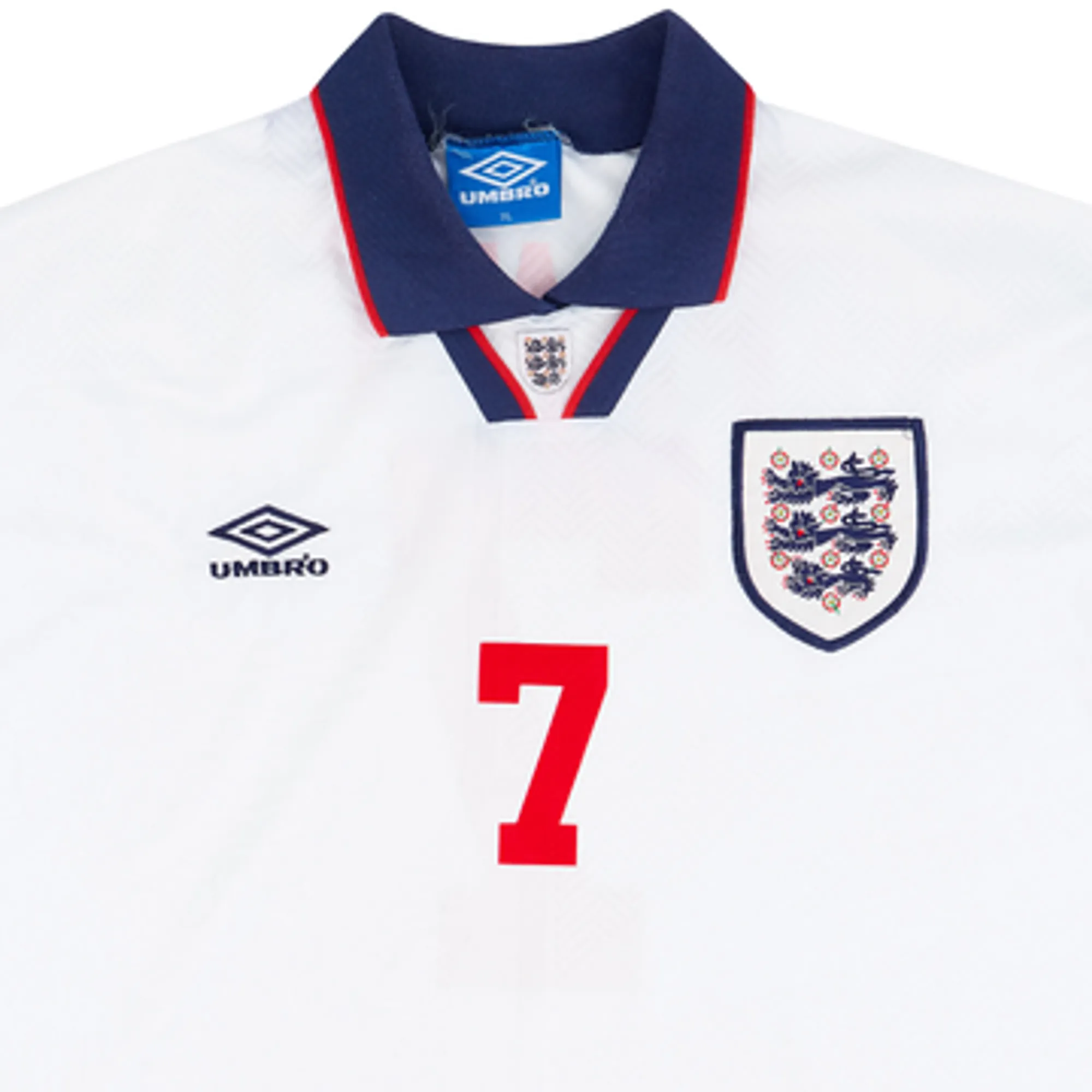 1993-95 England Home Shirt Platt #7 - 8/10 - (XL)