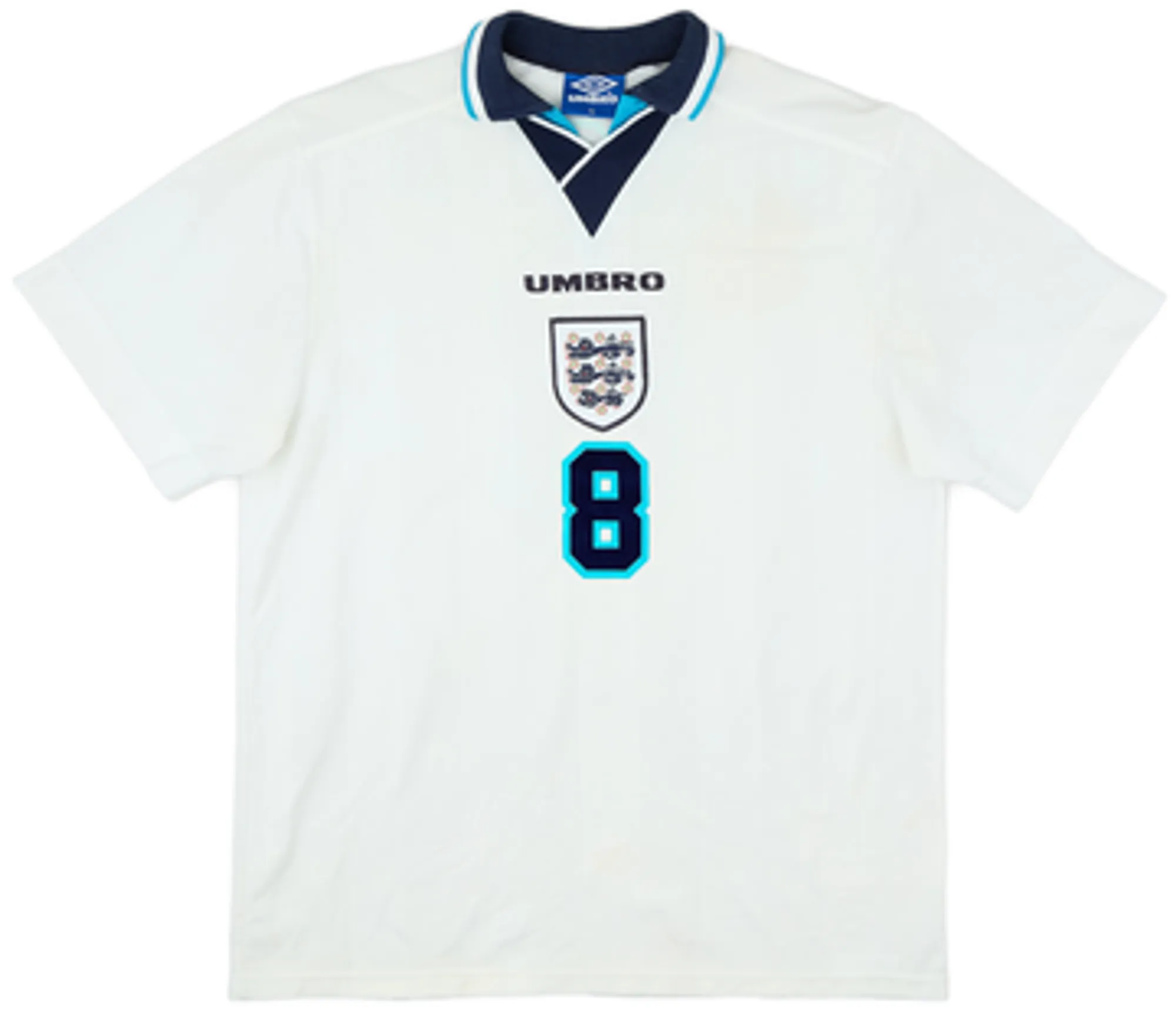 1995-97 England Home Shirt Gascoigne #8 - 5/10 - (L)