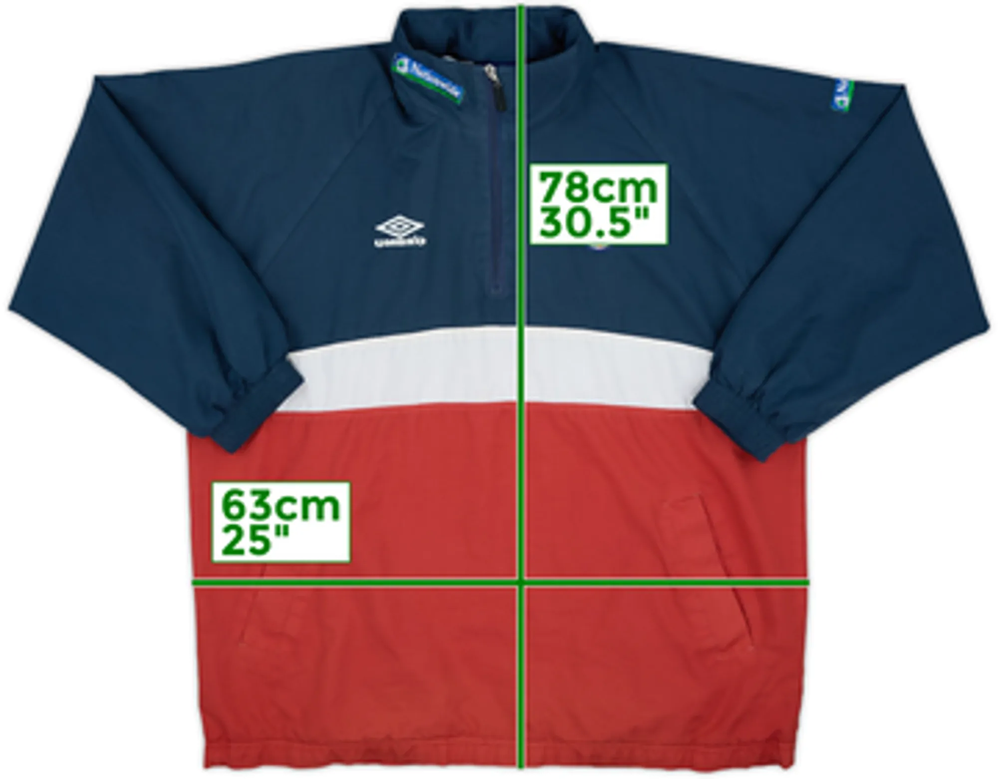 2000-02 England Umbro 1/4 Zip Rain Jacket - 6/10 - (S)