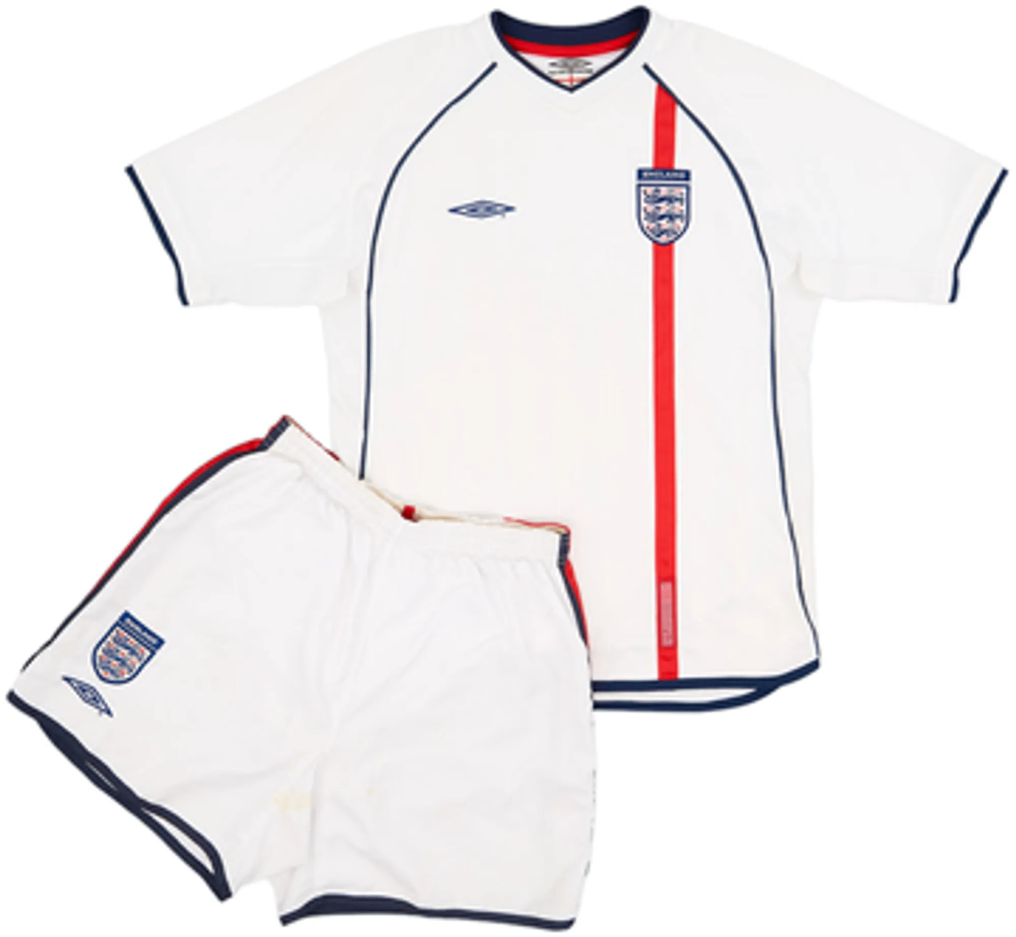 2001-03 England Home Shirt & Shorts - 6/10 - (L.Boys)