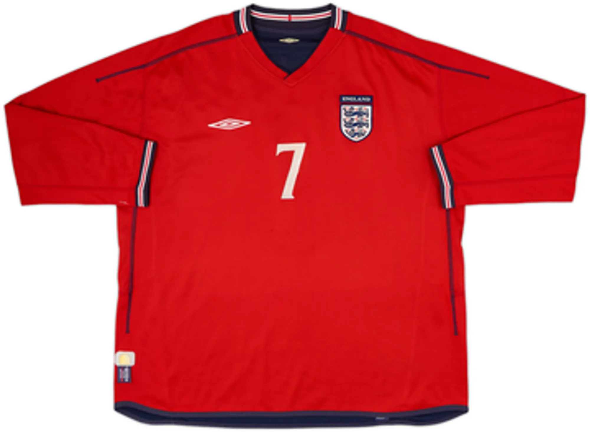 2002-04 England Away L/S Shirt Beckham #7 - 8/10 - (XL)