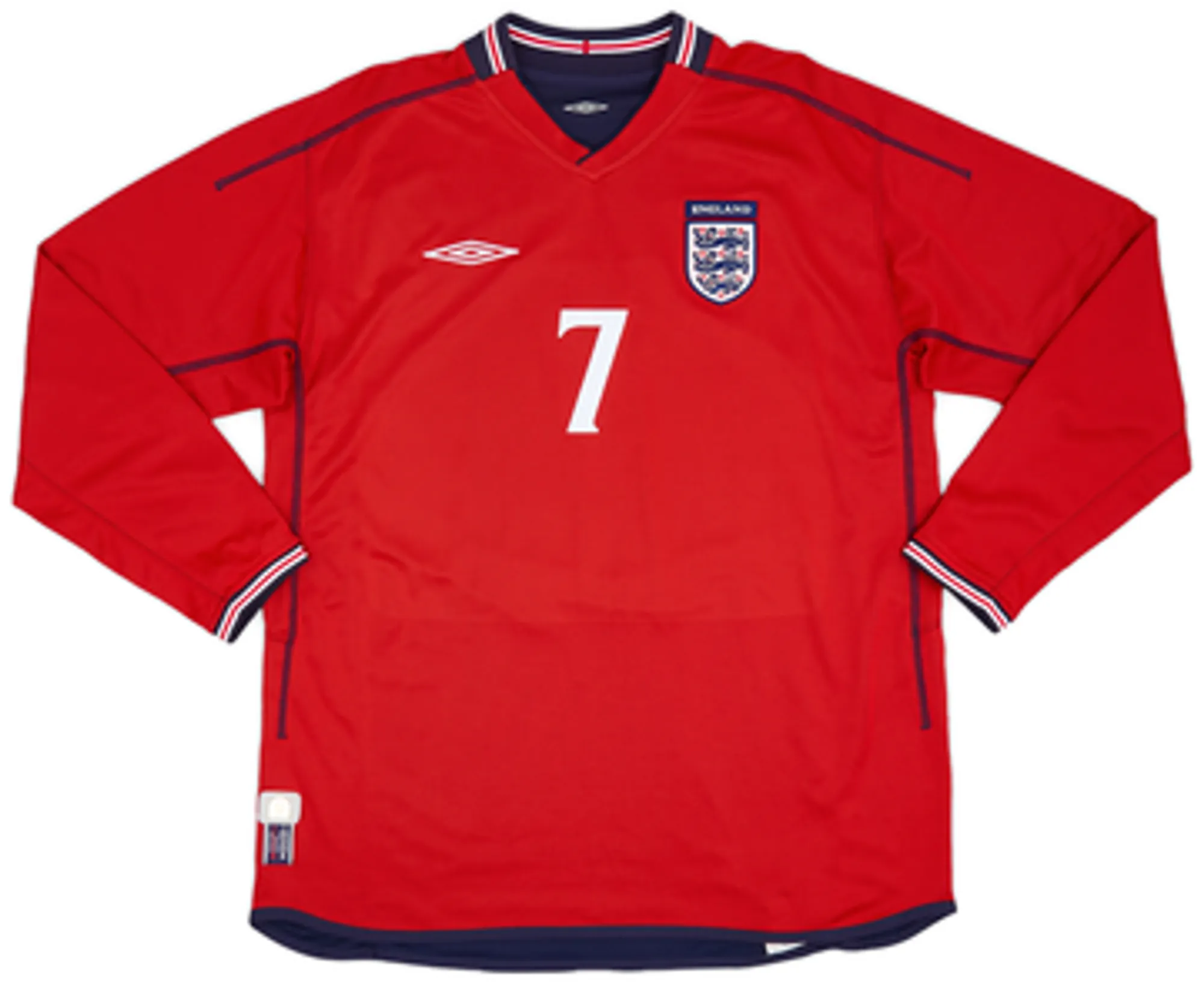 2002-04 England Away L/S Shirt Beckham #7EXXL